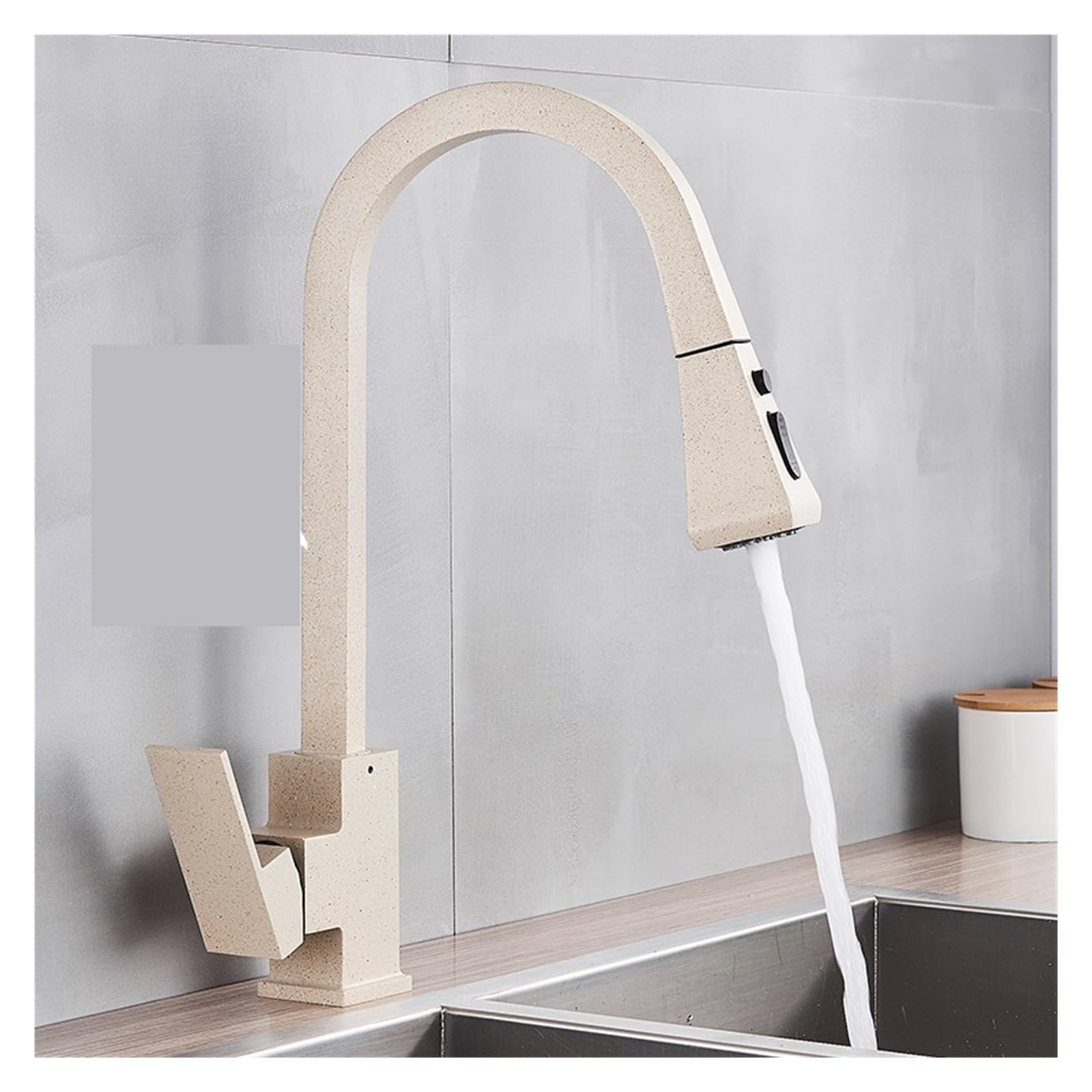 Yjyjy Beige Dots Faucet Black Square Pull Out Kitchen Faucet Single Lever Hot Cold 360 Rotation Mixer Tap Basin Water Crane Tap For Kitchen Tap