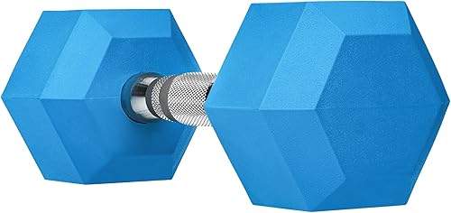 Miniatura 3 de Mancuerna hexagonal con revestimiento de goma para entrenamiento de fuerza, peso de mano para entrenamiento y ejercicio, mancuerna azul y amarilla
