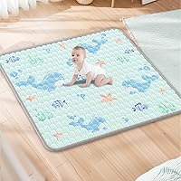 Vista 9 de Tapete de juego para bebé de 65 x 50 pulgadas, tapete de juego grueso y suave acolchado para corral de juegos para bebés, tapete de juego grande