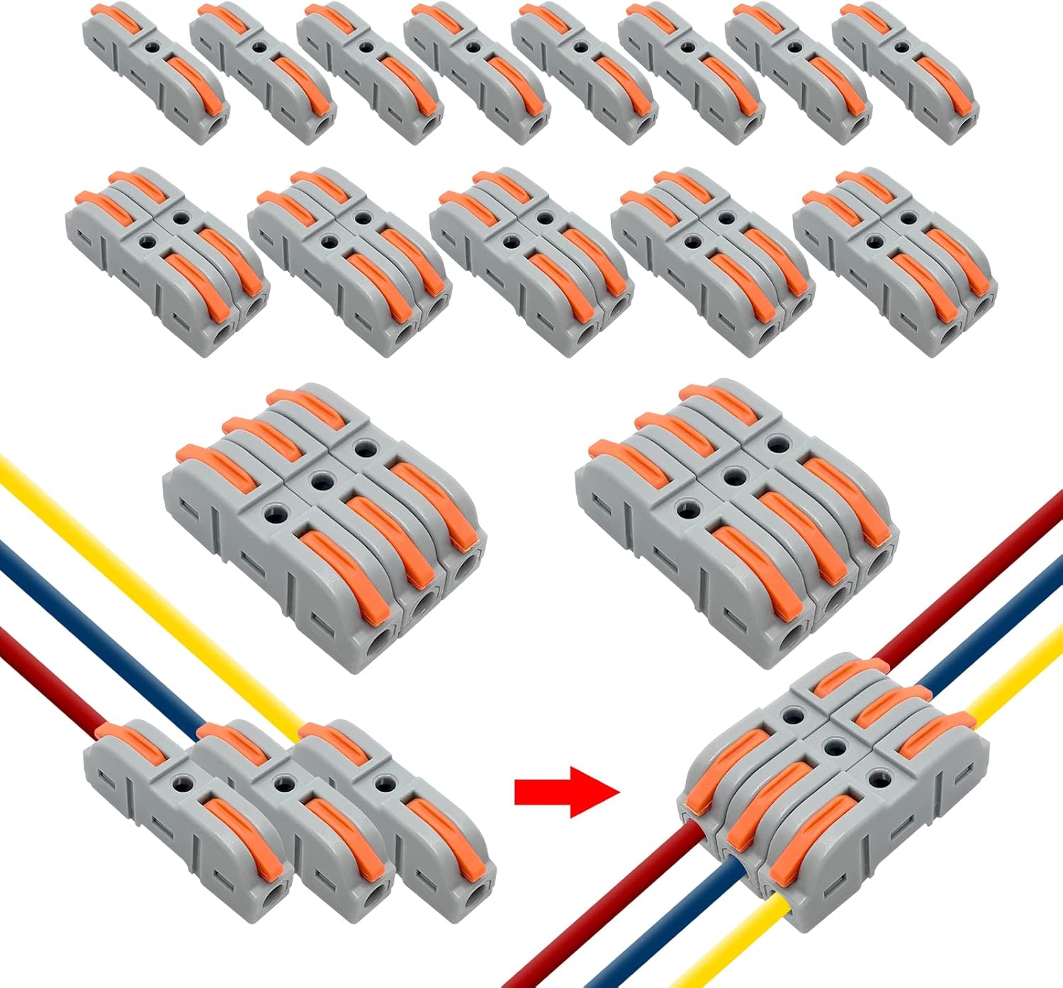 60 Stück Hebel-Kabelverbinder - Werkzeugfreie Anschlussklemmen Für Elektroinstallation
