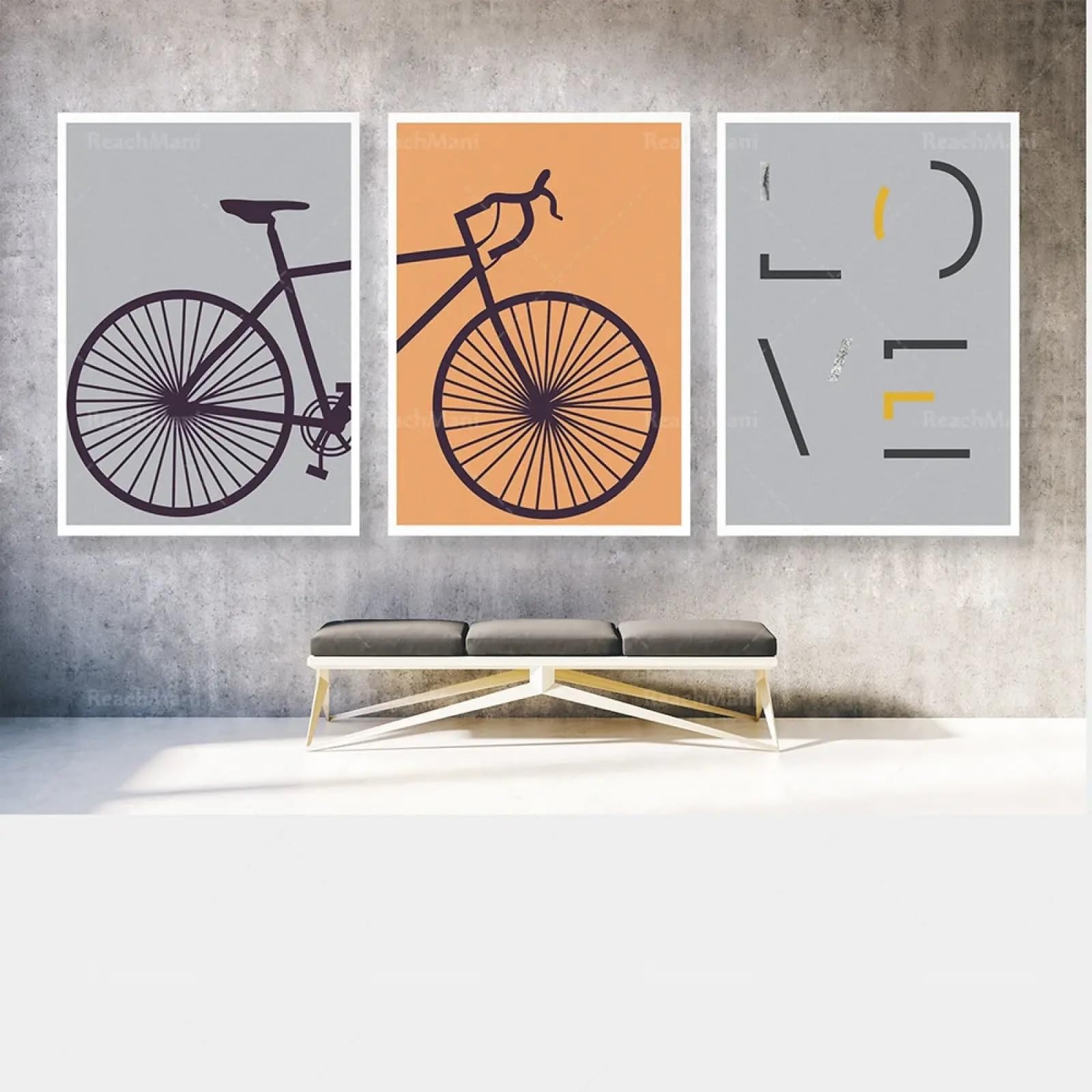 Poster vélo minimaliste déco maison triptyque mural avec cadre - 8