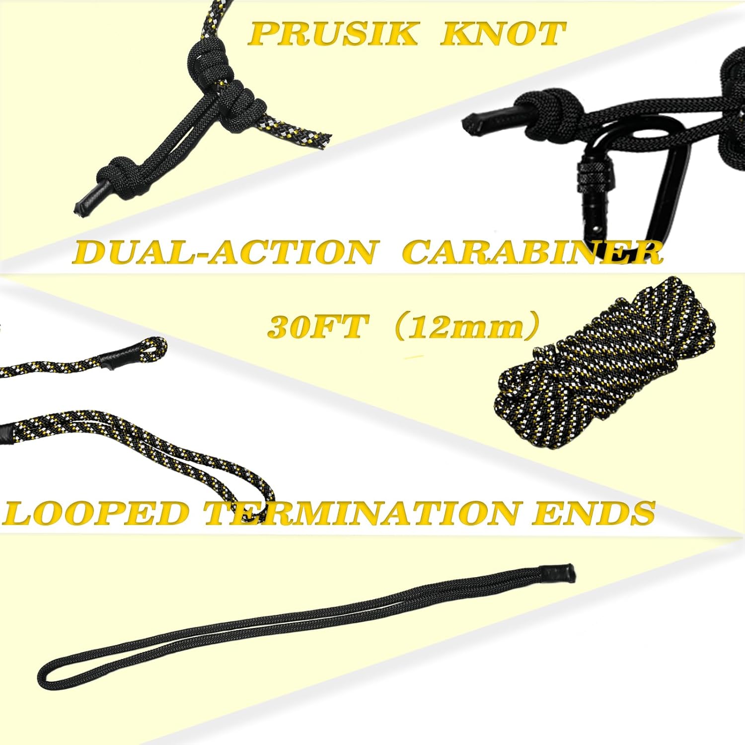 30FT(12mm) Tree Stand Safety Line for Hunting, Tree Tether for Tree Stand and Ladder Stand