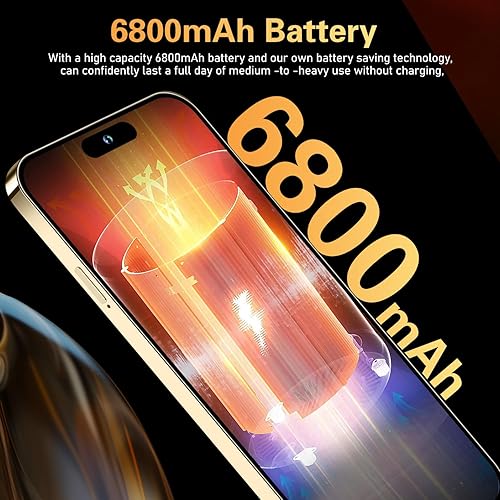 Miniatura 4 de BDWJW A14 Pro Max 5G teléfono inteligente desbloqueado, 6 GB+256 GB, para Android 13, teléfono celular desbloqueado FHD de 6.8 pulgadas, 6800 mAh,