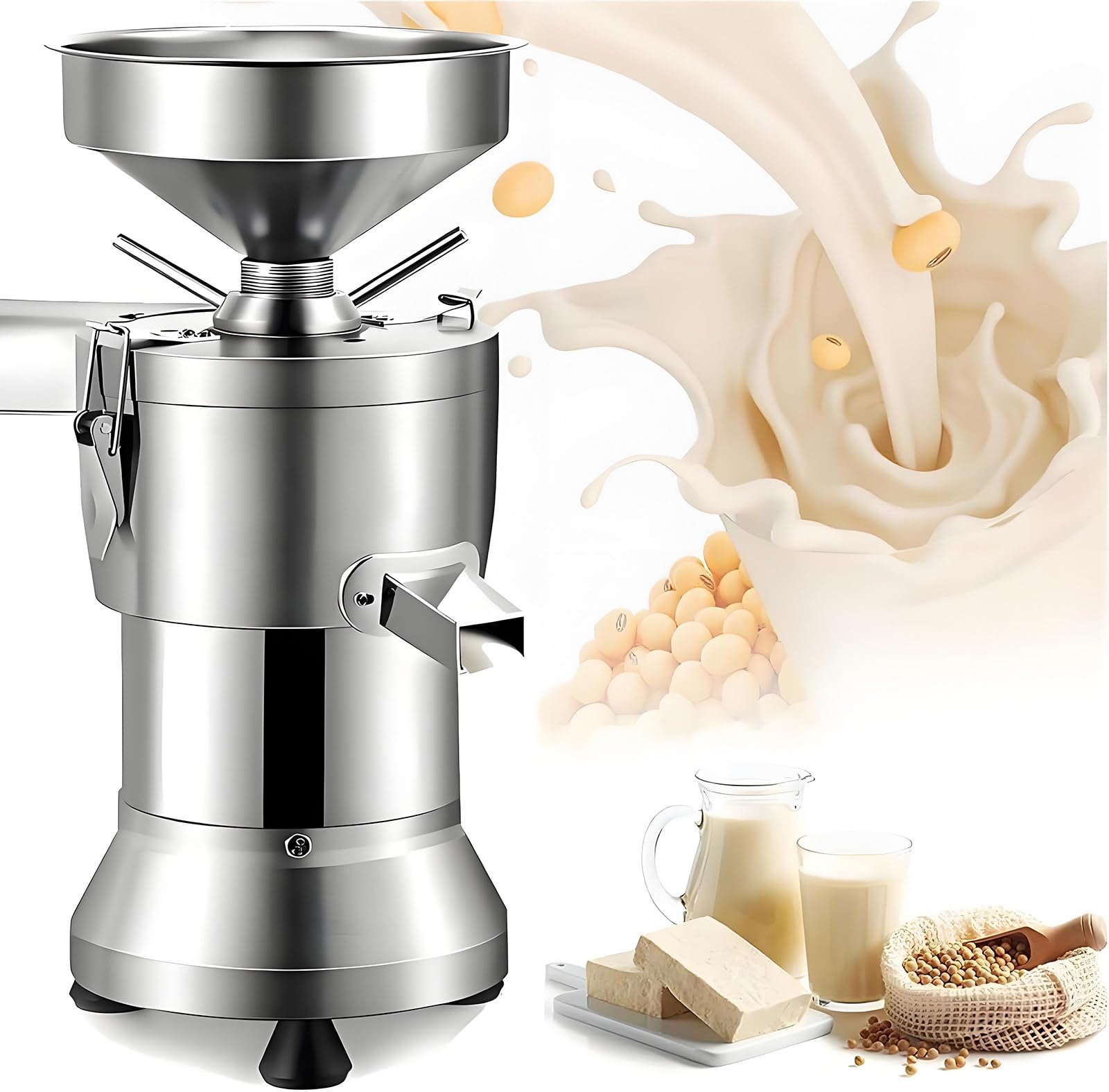 Drmoxin 1100w Commercial Soybean Milk Machine,Large Stainless Steel Soybean Milk Maker with Slag Separation,2850RPM,25kg/H,for Restaurants, Canteens, and Small Food Processing Facilities