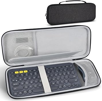 Hard Keyboard Carrying Case for Logitech Pebble Keys 2 K380s & Logitech K380 Bluetooth Keyboard Case + M350 Pebble Mouse Combo, Wireless Keyboard Shockproof Protective Travel Bag, Black