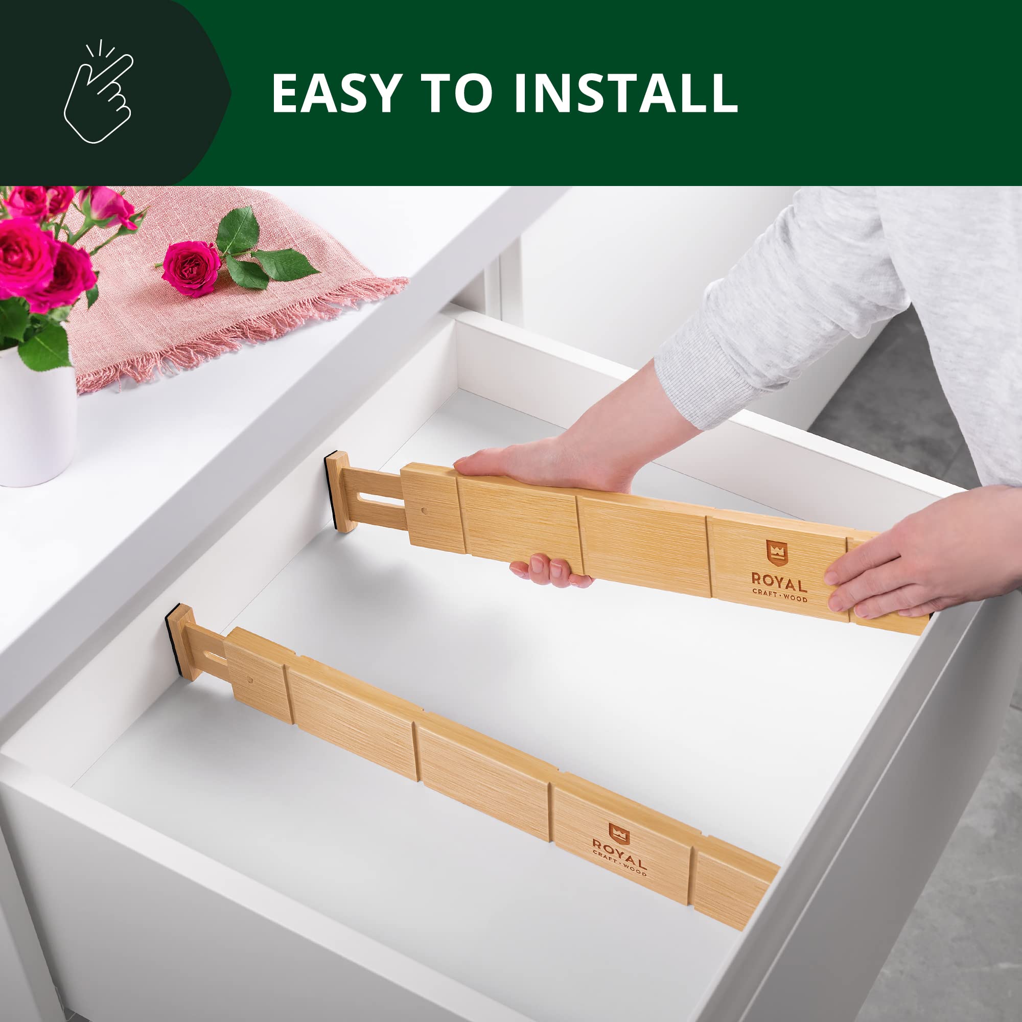 Buy Adjustable Bamboo Drawer Dividers with Inserts Luxury Expandable