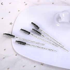 300 Pcs Disposable Crystal Mascara Wand Eyelash Brush Applicator Eyebrow Brush for EyeLash Extension Supplies (Pink)