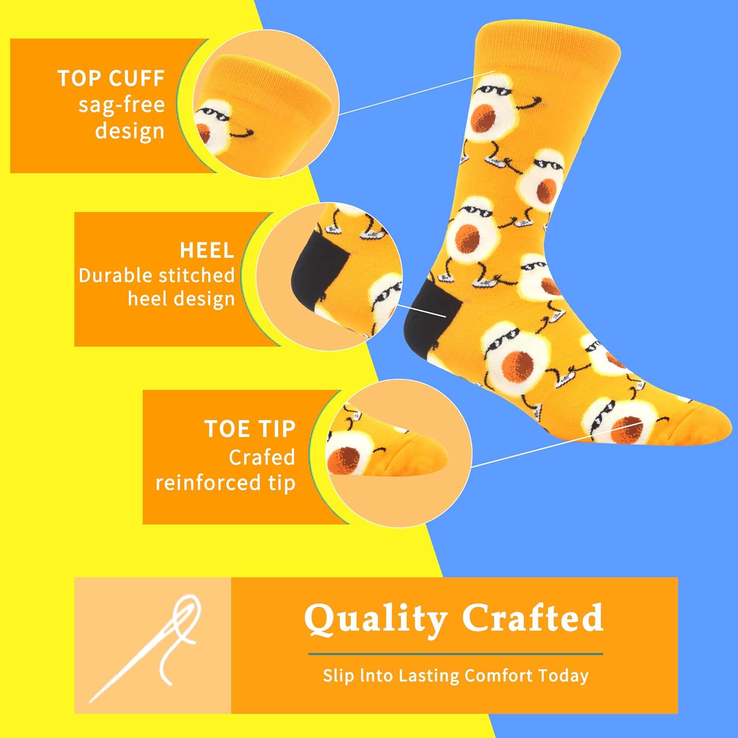 MAKABO 36 Pairs Random Funny Pattern Bulk Colorful Cotton Crazy Socks for Men Women