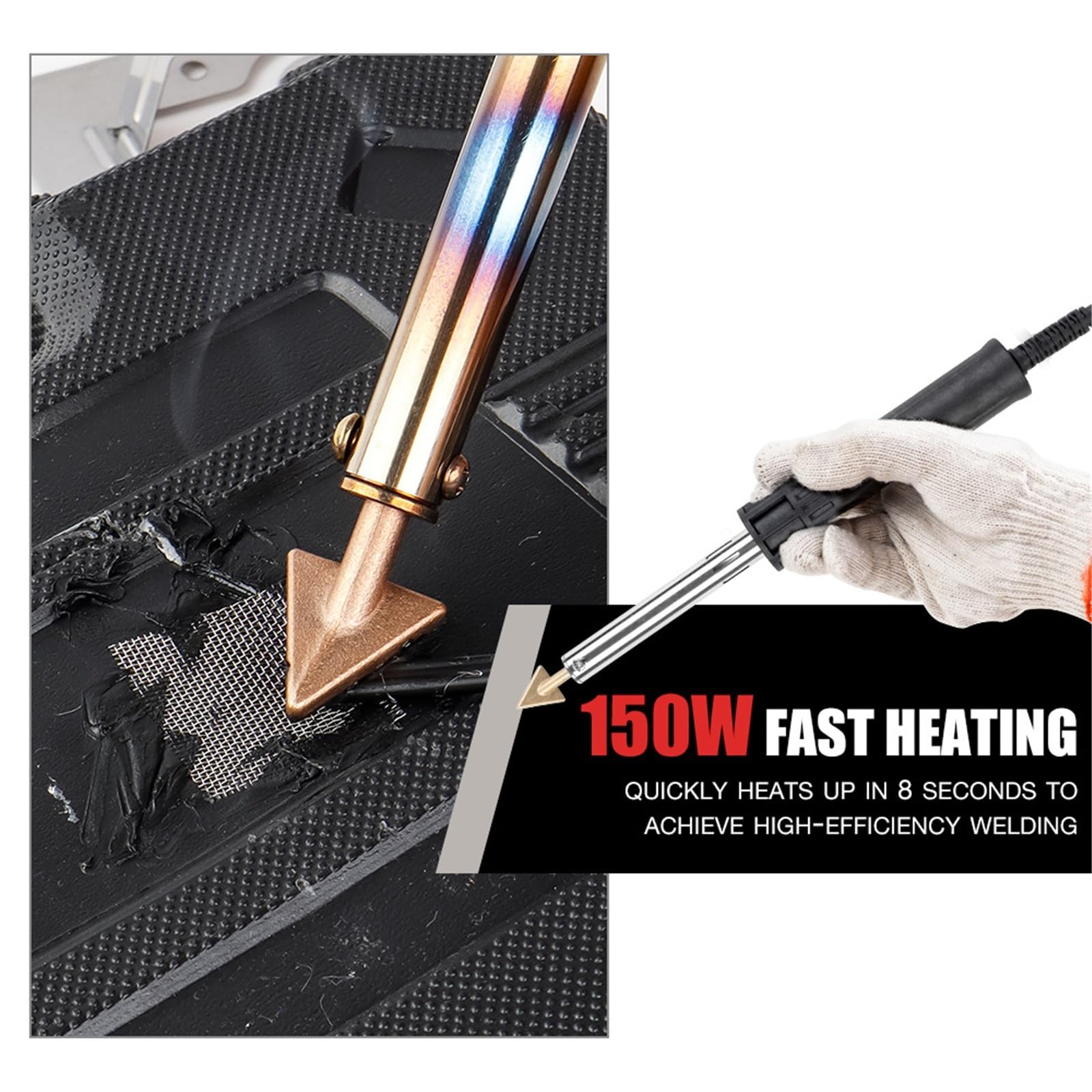 Plástico Soldadura Máquina Kit de soldador para reparación de parachoques de coche de 50 W/150 W,máquina de soldar plástico con PP, PE, PVC y ABS.(50W SET)