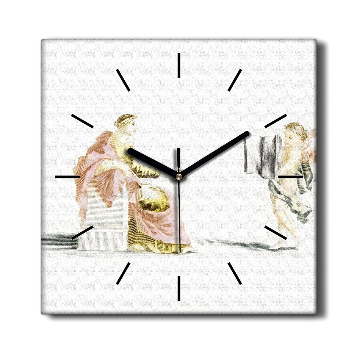 Horloge murale sans tic-tac Coloray avec motif d'anges d'époque en impression sur toile