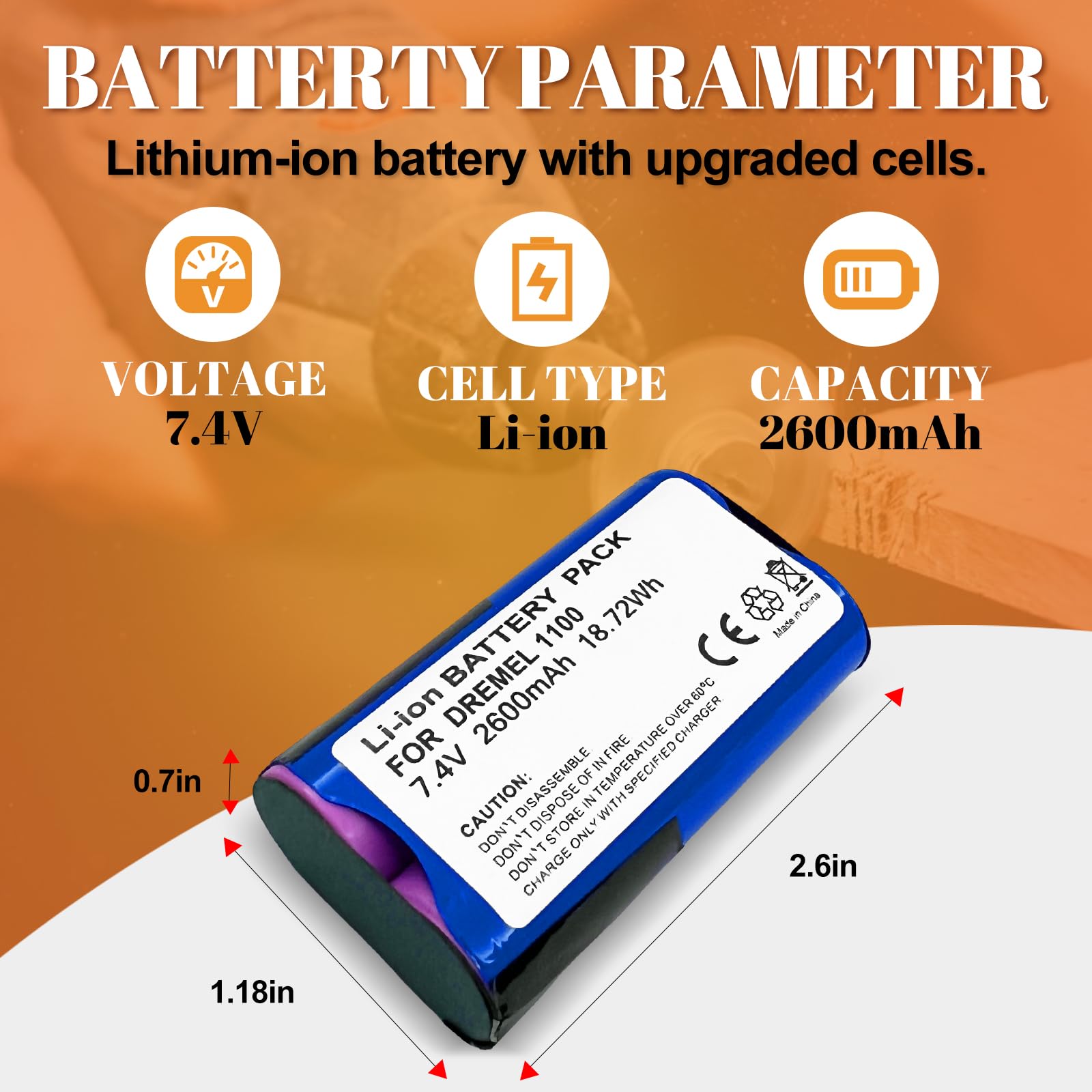 Batería de 7,2 V para Dremel Stylus 1100, 1100LI, 1100-25, Driver 1120, repuesto para batería DREMEL modelo: 2.610.013.393, 2.610.930.072