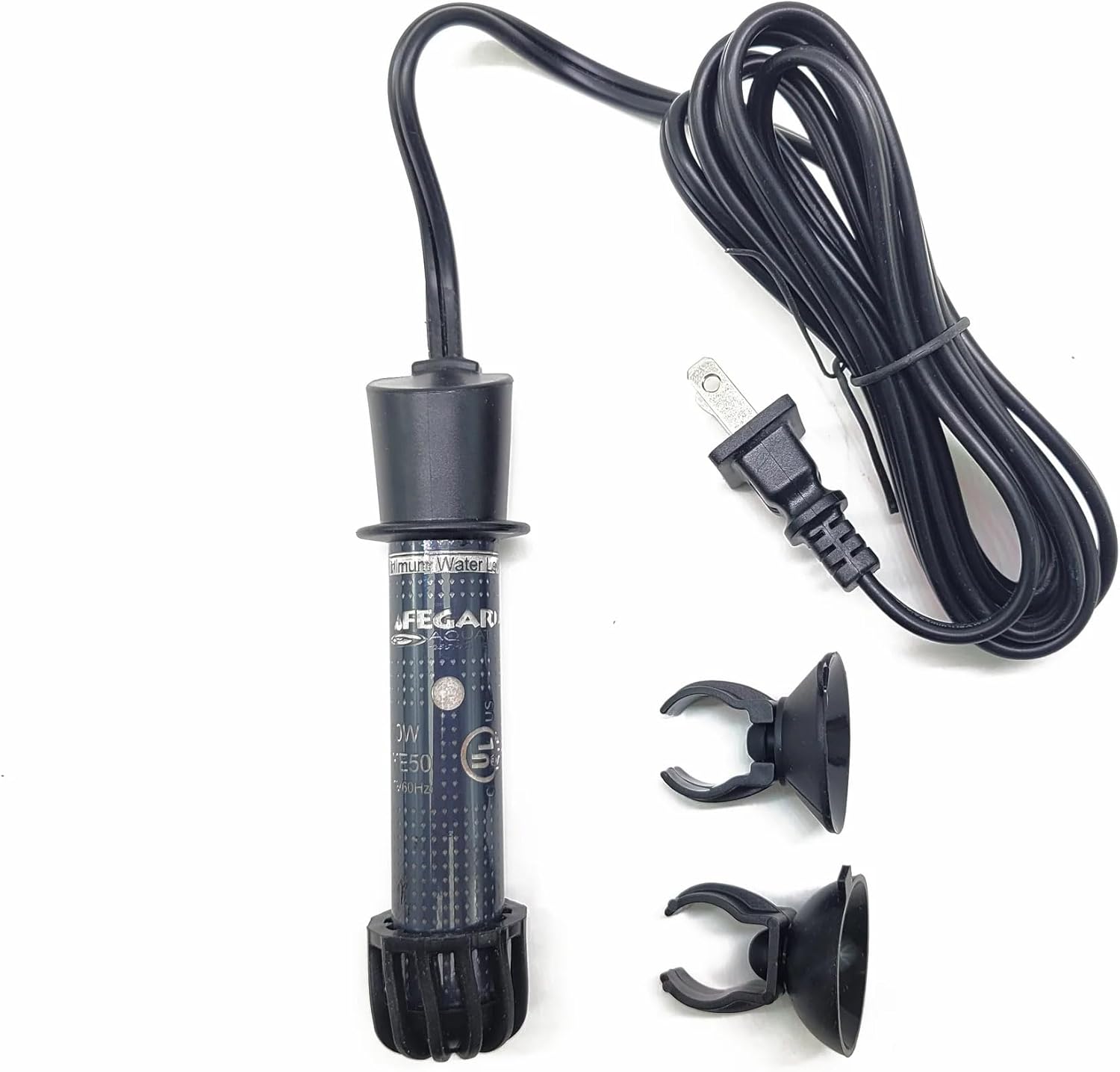 Lifegard Aquatics Adjustable Quartz Glass Aquarium Heater – UL Listed, Bi-Metal Electronic Construction – Includes Suction Cup Mounting Brackets, Thermal Protection – 300 Watt