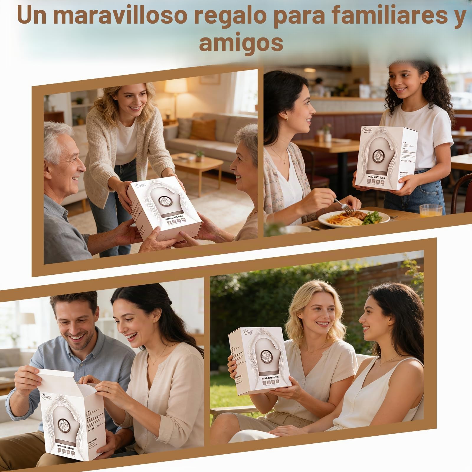 Masajeador de Manos Eléctrico Prisag con Calor, 3 Modos y 5 Niveles Intensidad, Compresión de Aire para Artritis y Túnel Carpiano, Alivio del Dolor, Regalo Ideal para Mujeres, Padres y Abuelos, Gris