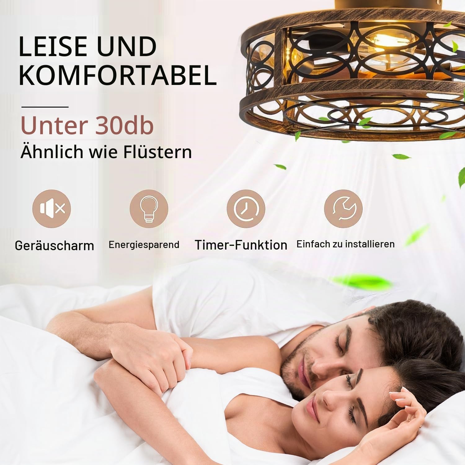 KZT Deckenventilator mit Beleuchtung und Fernbedienung Leise Ventilator Deckenleuchte Vintage Industrial Wohnzimmerlampe E27 Retro Käfig Fan Deckenlampe für Wohnzimmer Schlafzimmer Küche Lüfter Licht