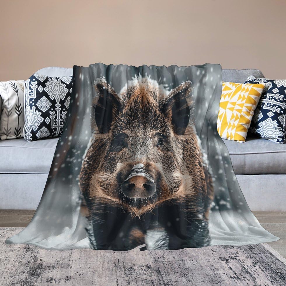 Plaid sanglier en micro polaire, le cadeau idéal pour lit et canapé