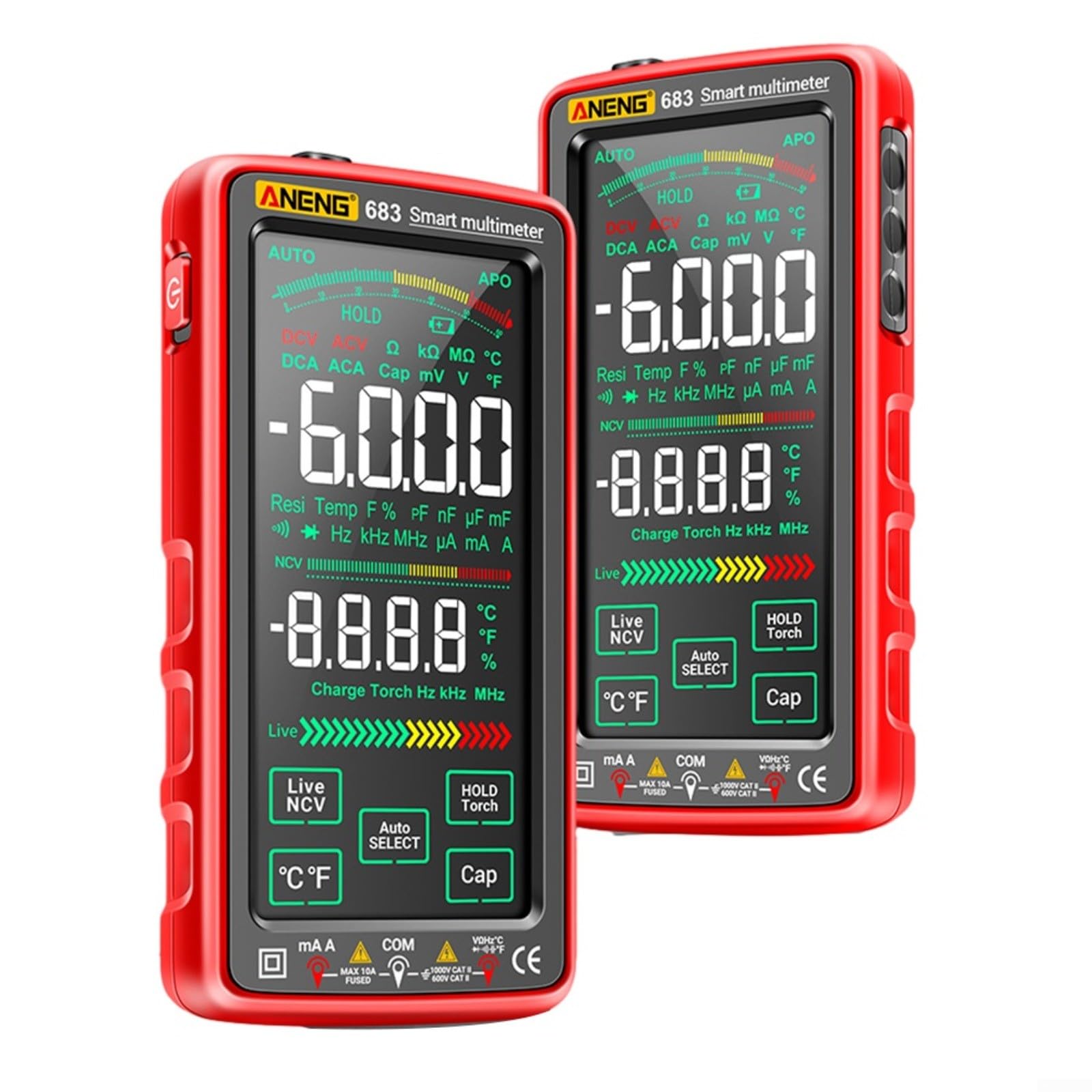 Para multímetro digital inteligente 6000 cuentas USB recargable Ncv Detector con retroiluminación para pruebas eléctricas AC DC Voltaje Corriente Ohm (negro)
