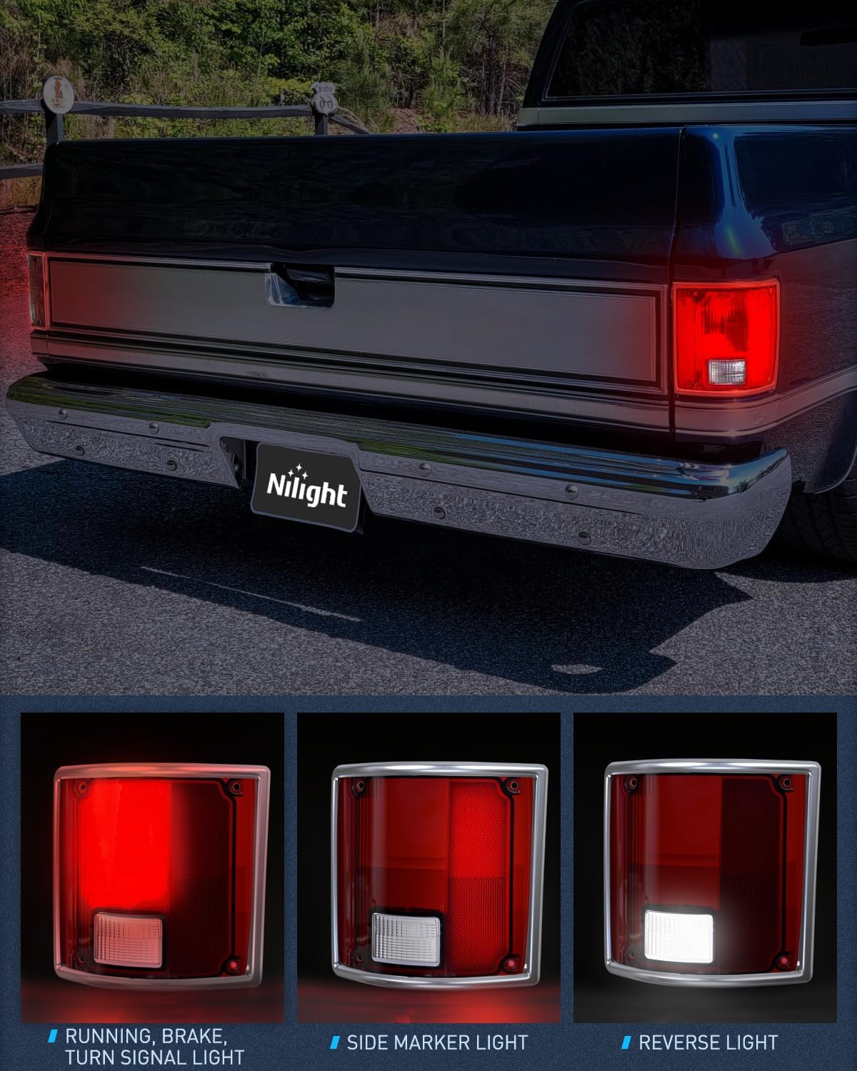 Nilight Taillight Assembly Compatible with 1973 73 74 75 76 77 78 79 1980 81 82 83 84 85 85 86 87 88 89 1990 1991 Chevy C10 GMC C/K Suburban Blazer Jimmy Tail Lights Rear Driver and Passenger Side