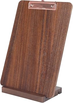 Wood Clipboard with Stand, Walnut Solid Wood Clipboard 12.68.7", Classroom Essentials & Teacher Gifts, Desk Clipboard Holder for Office & Home
