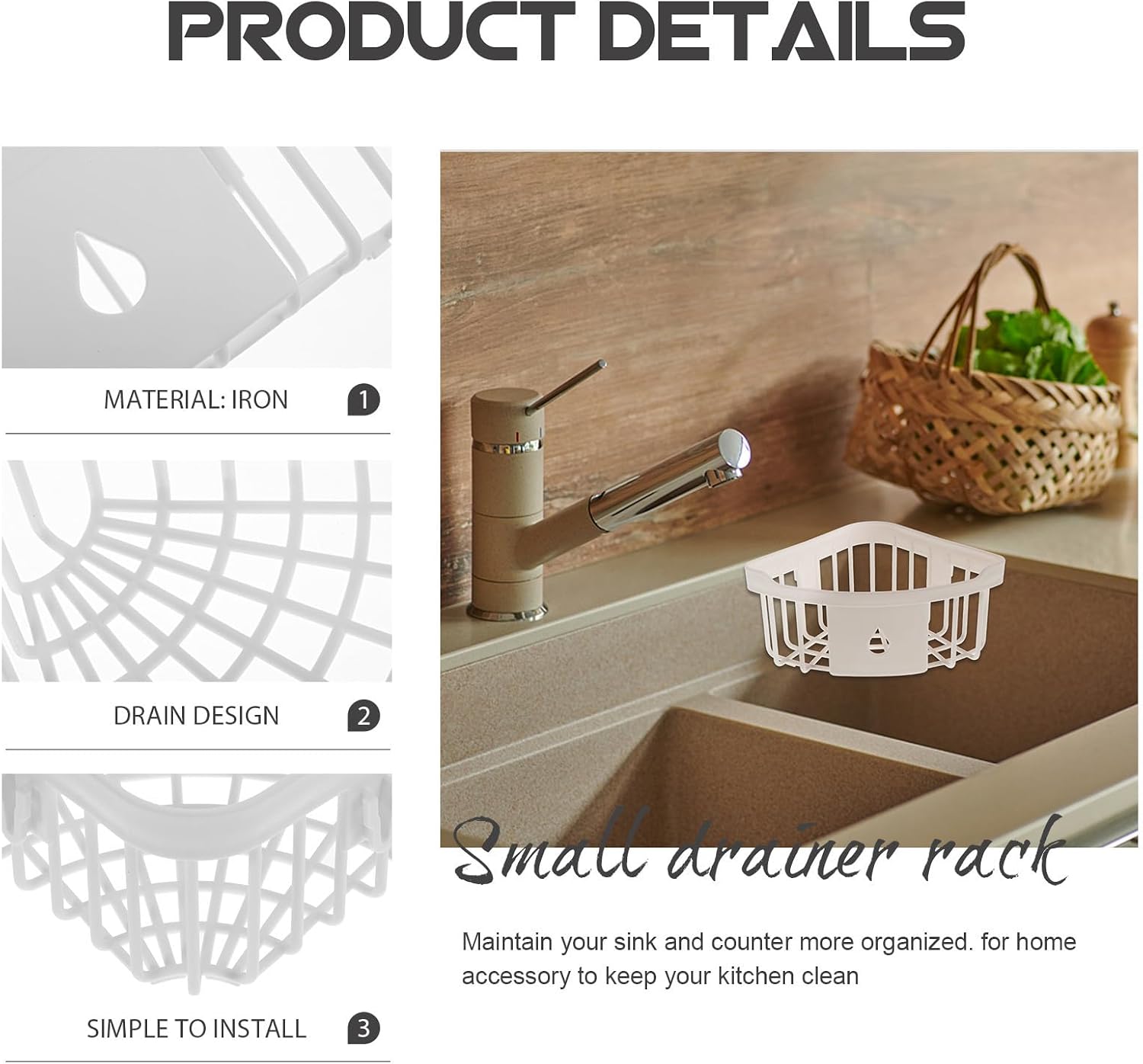 Toddmomy Triangle Sink Corner Suction Cup Storage Rack for Home image 3