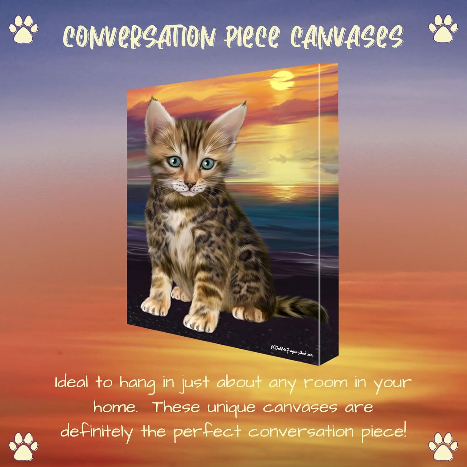Sunset Bengal Cat Canvas Wall Art - Premium Quality Ready to Hang Room Office Decor Wall Art Canvas - Unique Animal Printed Digital Painting for Decoration, 11"x14" - CVSP-DOTD-100847