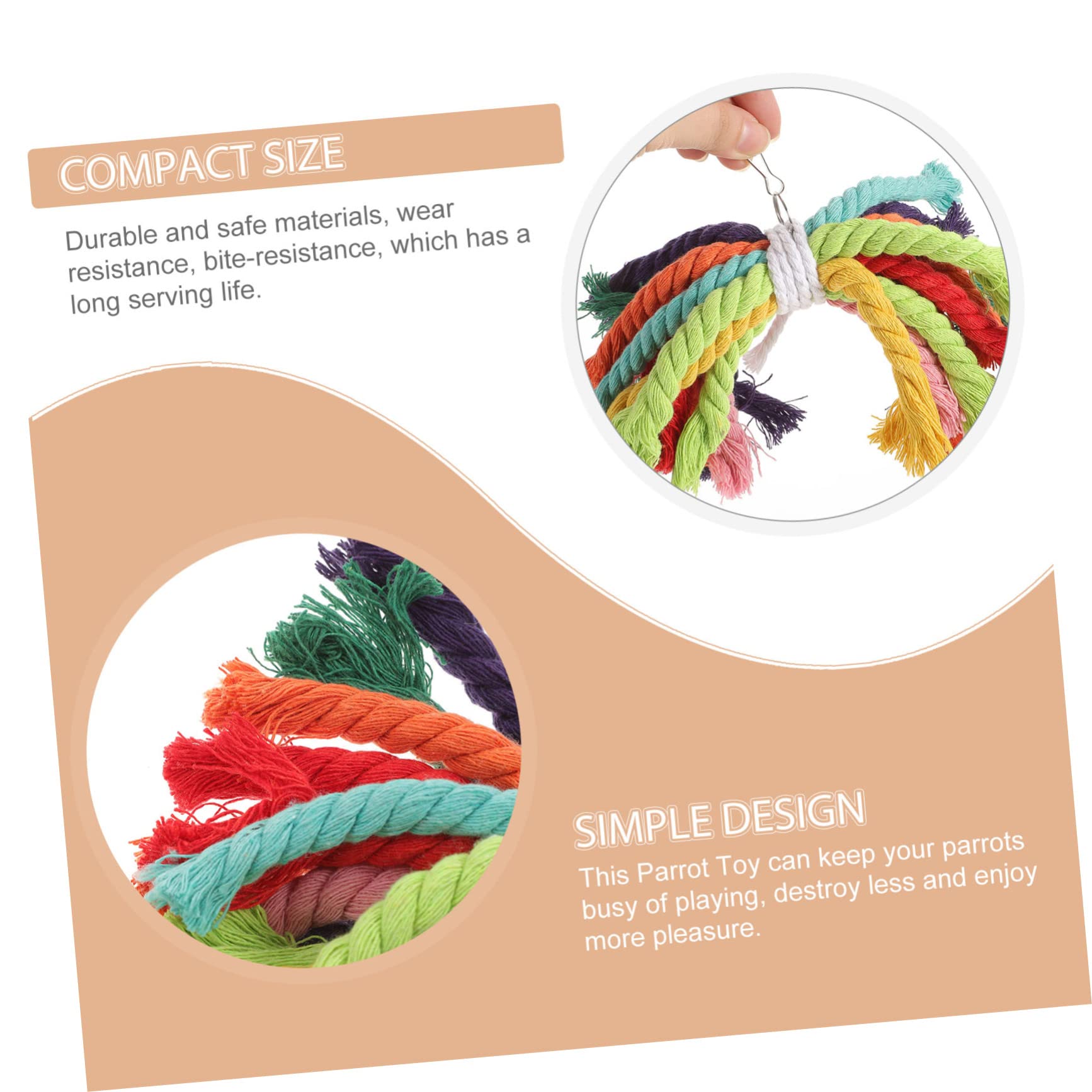 ABOOFAN 5pièces Jouet à Mâcher Coton pour Perroquet Accessoire De Jeu Sécurisé pour Oiseaux Convient Aux Perroquets Cacatoès Et Petits Oiseaux Installation Facile avec Boucle