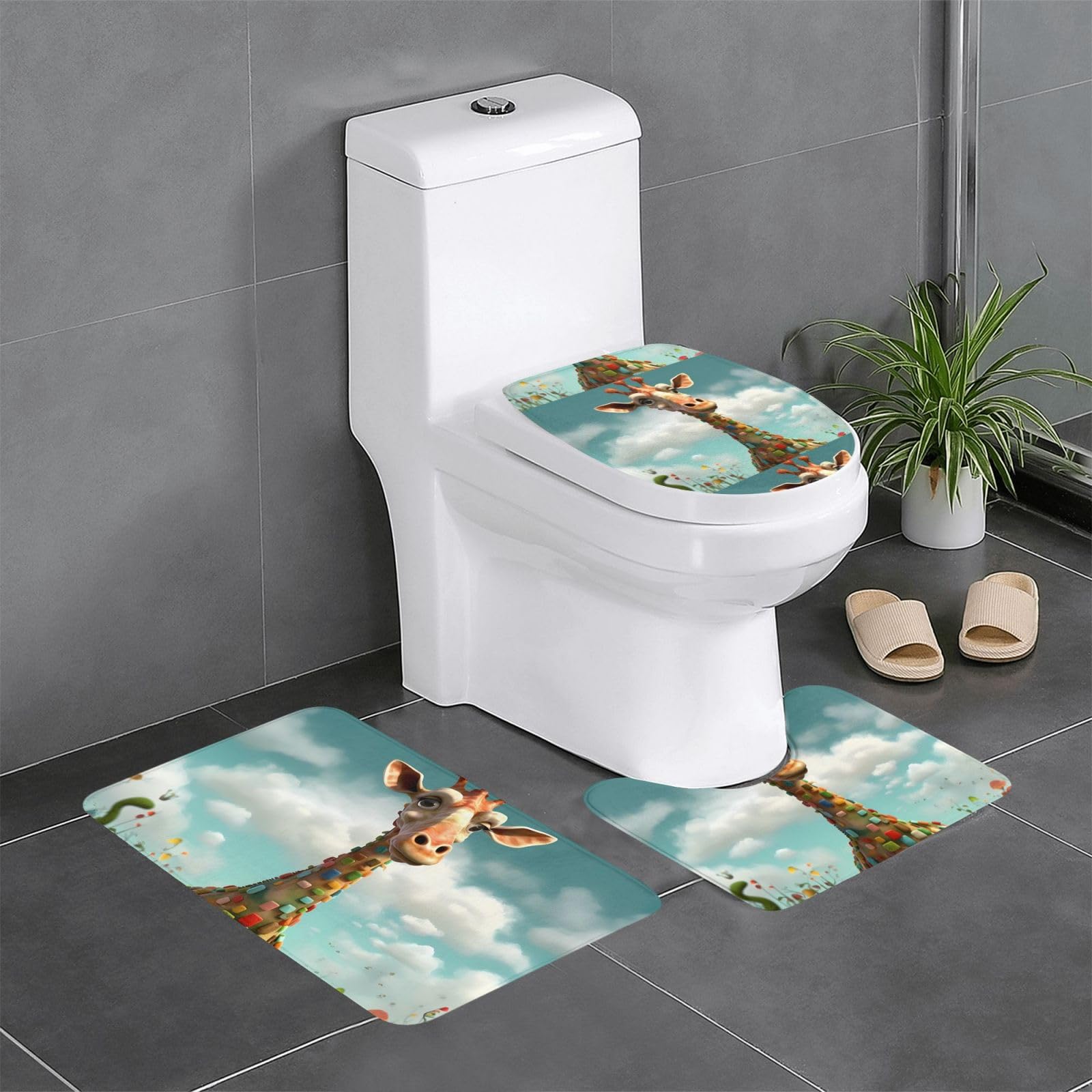 Tapis de sol flanelle Clever Giraffe lot de 3 antidérapants 61x40 cm durables