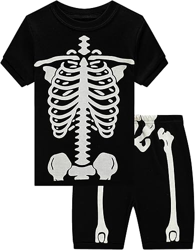 Conjuntos de pijamas cortos de verano para niños grandes y pequeños, 100% algodón