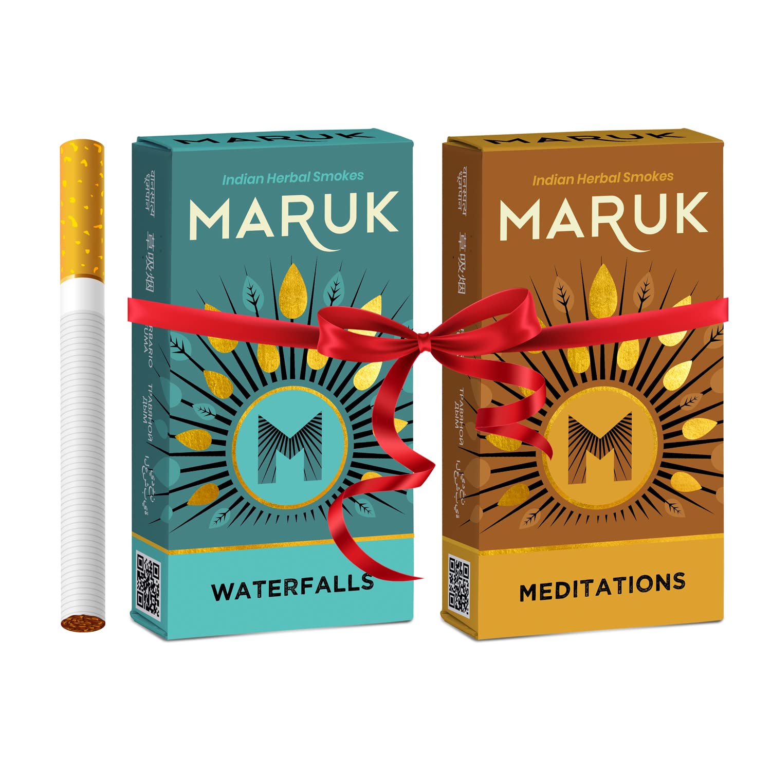 Maruk Waterfalls + Meditations - Premium Herbal Smokes | No Nicotine, No Tobacco, No Additives | Patented | Made with Pure 100% Ayurvedic Herbs | Quit Smoking Cigarette Alternative (2 Packs, 20 Sticks)