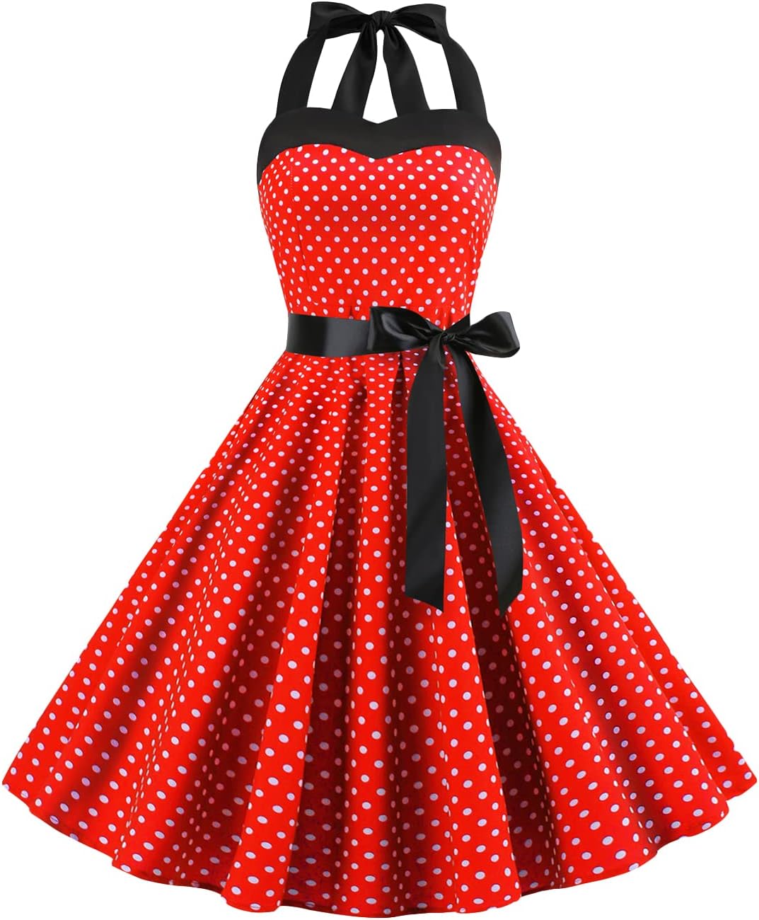 YMING Femmes Vintage Élégant Robe Slim Fit Audrey Hepburn Style Robe De Cocktail De Couleur Unie