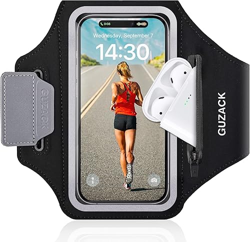Miniatura 8 de Brazalete para correr [diseño 3D] con bolsa para llaves, soporte para teléfono para correr para iPhone 16 15 14 13 12 11 Pro Max Plus, Samsung S25