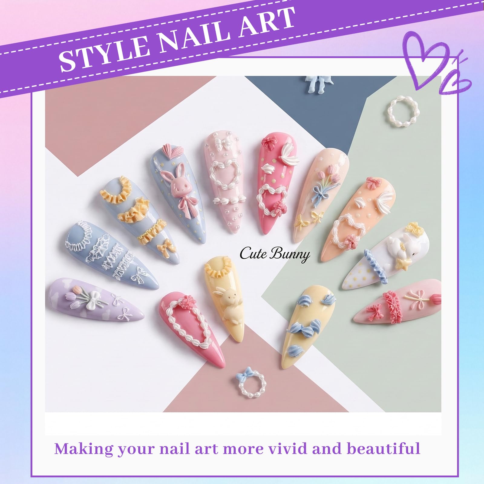 Moldes para Uñas 3D Gel Nail Art Set 4 Piezas Silicona Plantillas de Estampado