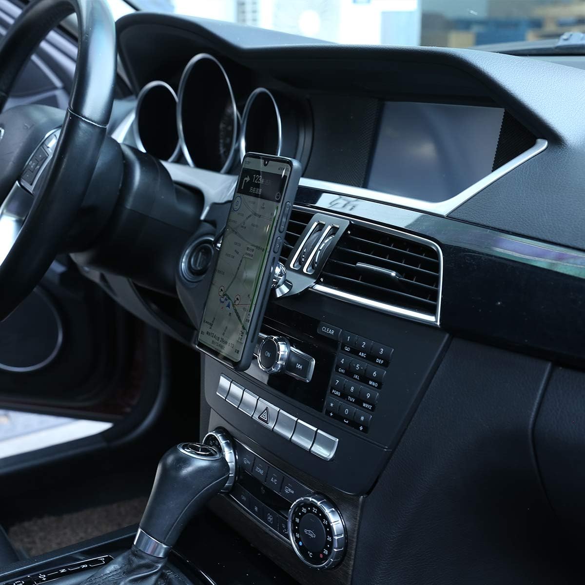 Black Aluminum Alloy Car Center Air Vent Mobile Phone Holder Accessories for Mercedes Benz C Class W204 C180 C200 2008-2013