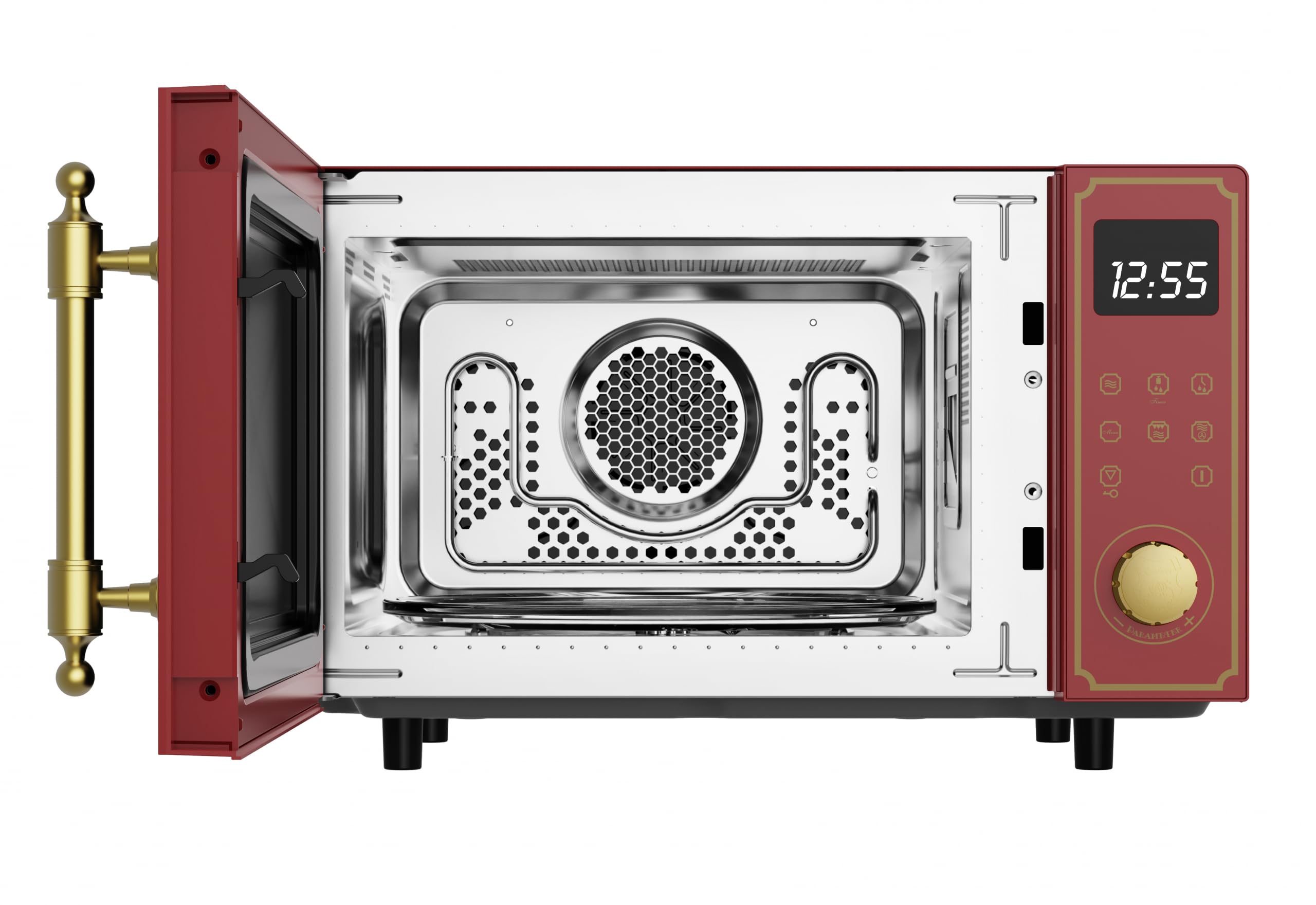 Kaiser Empire M 2530 RotEm Mikrowelle 25L Mikrowellenherd mit Heißluft Grill 25 Funktionen + Retro Toaster T 4000 RotEm, 6 Toaststufen, Auftaufunktion, Aufwärmfunktion, Brötchenaufwärmrost