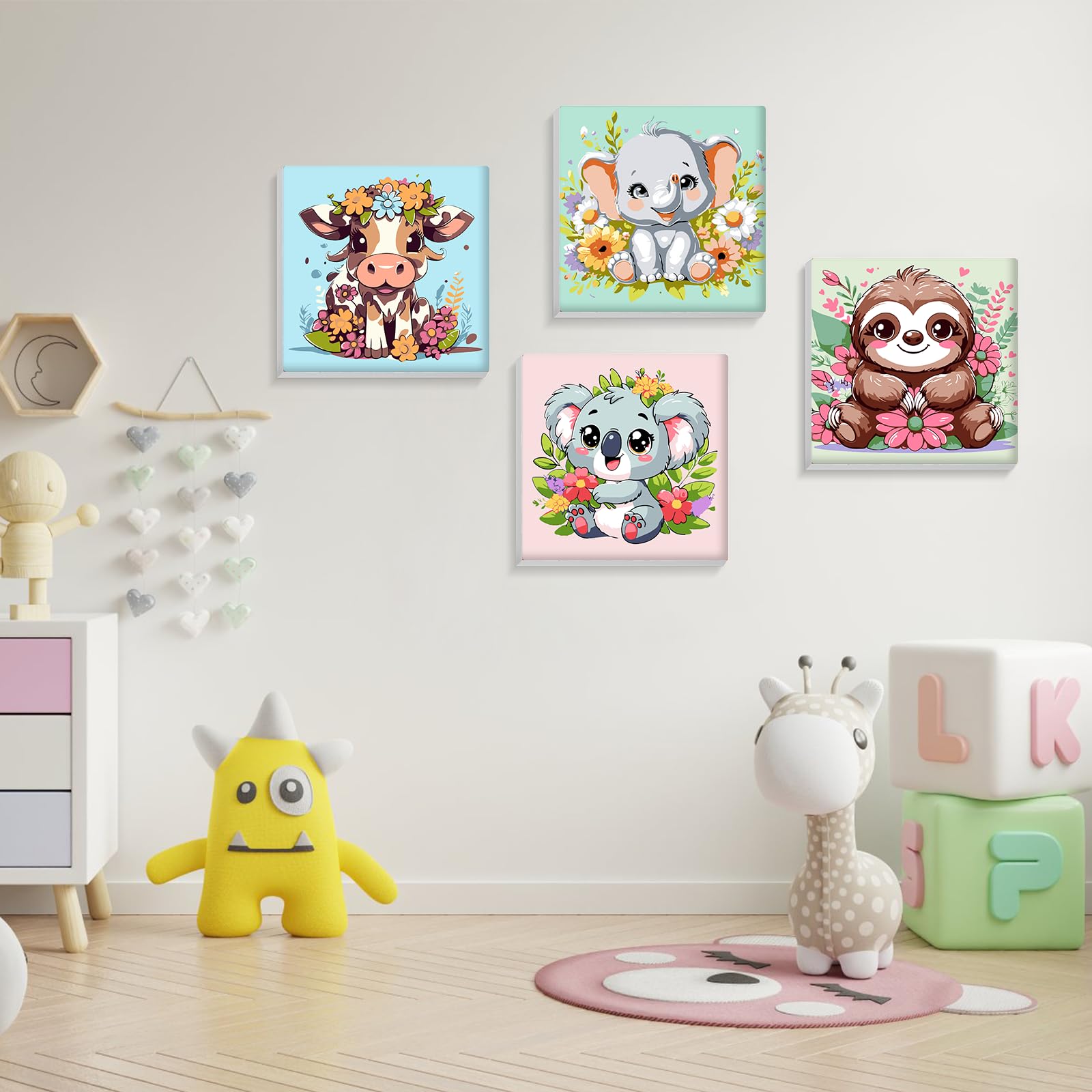 NAIMOER 4 pezzi di pittura incorniciata con i numeri, fai da te per dipingere con i numeri, per bambini, adulti, kit per dipingere con i numeri, tela
