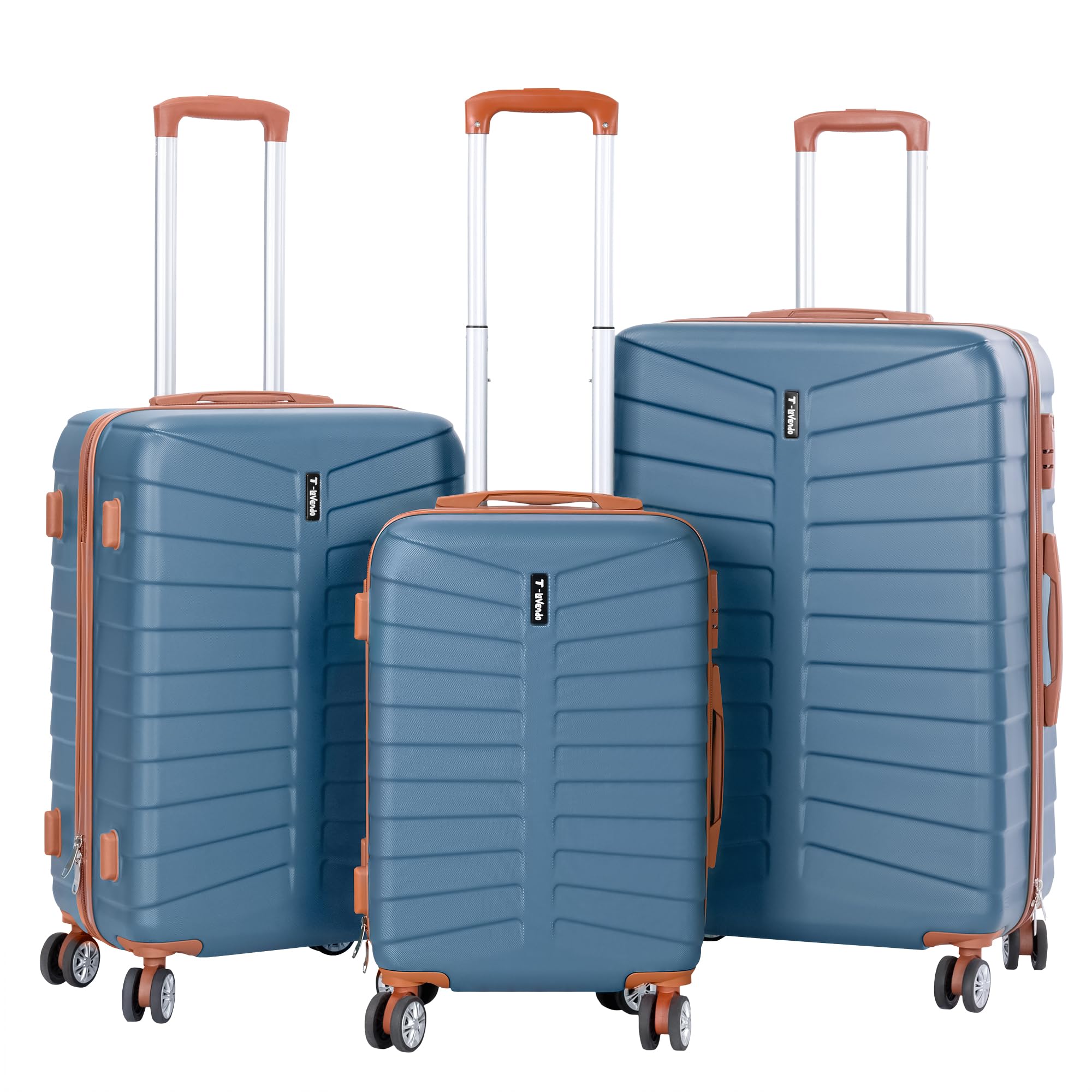 Juego de 3 Maletas Viaje Rígidas ABS con Ruedas 360° | Trolley Maleta de Cabina Ligero y Resistente | Equipaje de Mano, Mediana y Grande | Cerradura, Asa Telescópica, Interior Organizado Diseño