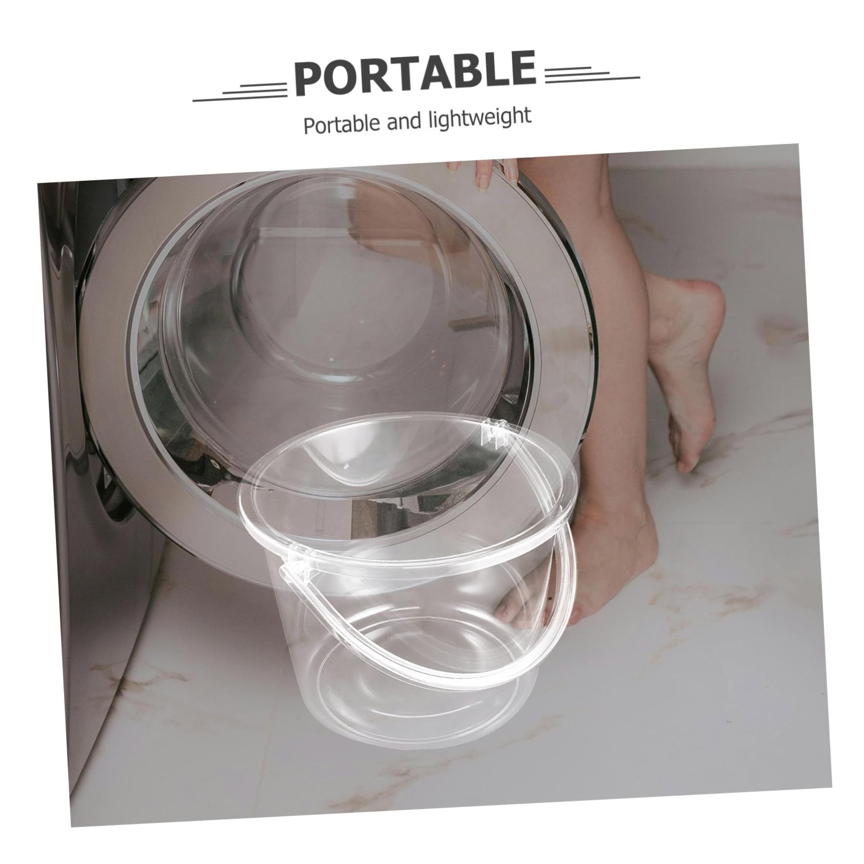 Secchio da Giardinaggio Trasparente con Manico, Plastica, senza Coperchio | Uso Domestico per Lavanderia e Pulizia, Formato Portatile a Elevata Capienza, Riutilizzabile e Versatile