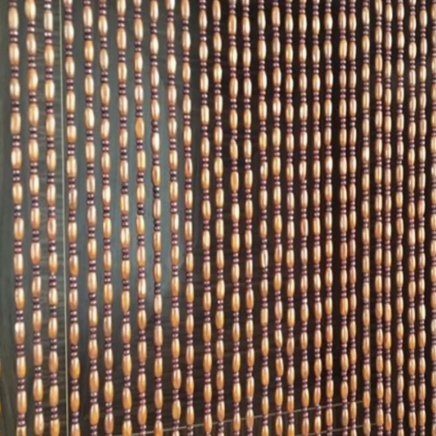 Rideaux de Perles en Bois Naturel,Rideaux de Porte en Perles,Séparateur de Pièce,Rideaux Anti Mouche Suspendue,Rideaux en Perles Brins Faits À La Main,Personnalisable (35 strands 70cm x 190cm)