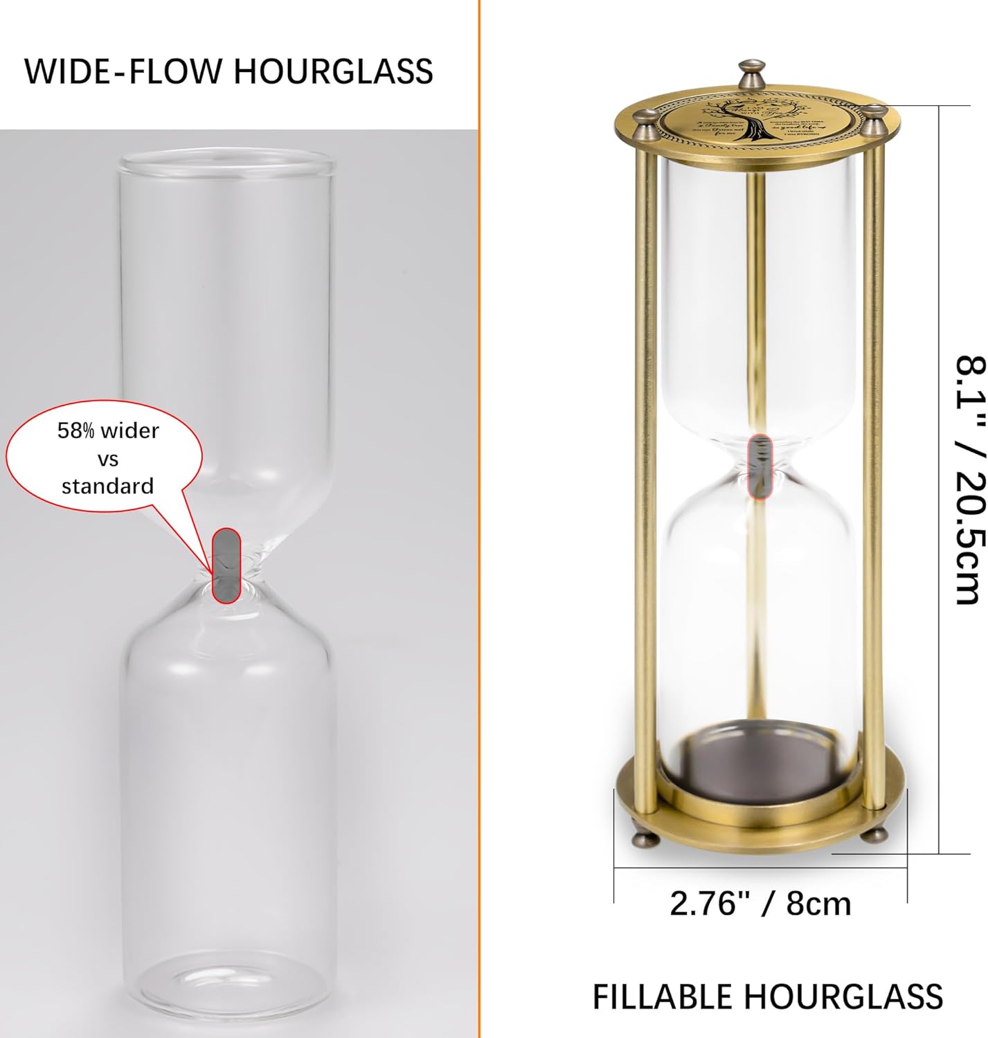 Fillable Hourglass Urn for Human Ashes Memorial Keepsake, I am Always with You Decorative Sand Timer, Time for Memories Gift