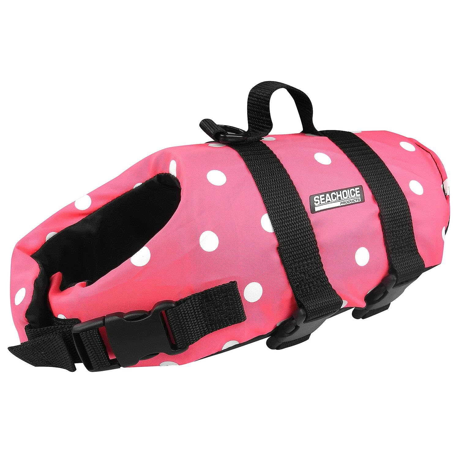 Gilet de sauvetage pour chien Seachoice rose à pois taille S haute sécurité