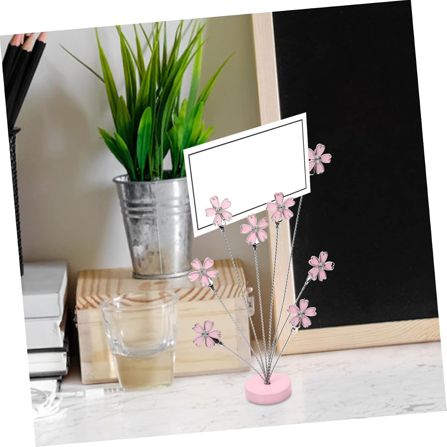 SHOWERORO Flower Design Picture Clip Stand Multi-Function Branch Photo Holder Note Clamp for Weddings Parties and Home Decor