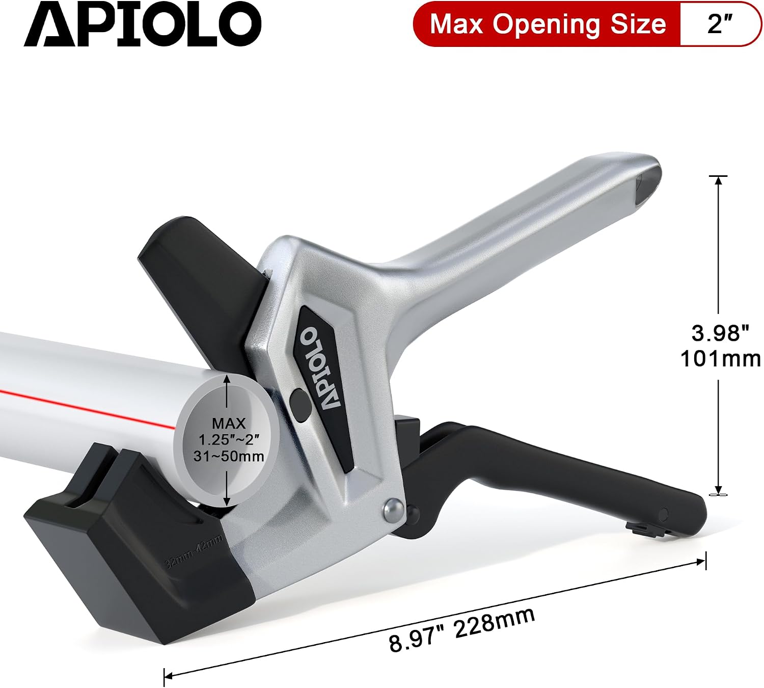PVC Pipe Cutter - 2 Inch Heavy Duty, SK5 Manganese Steel Blade, Aluminum Body, One-Click Blade Replacement, 2 Free Spare Blades | High Value, Low Price