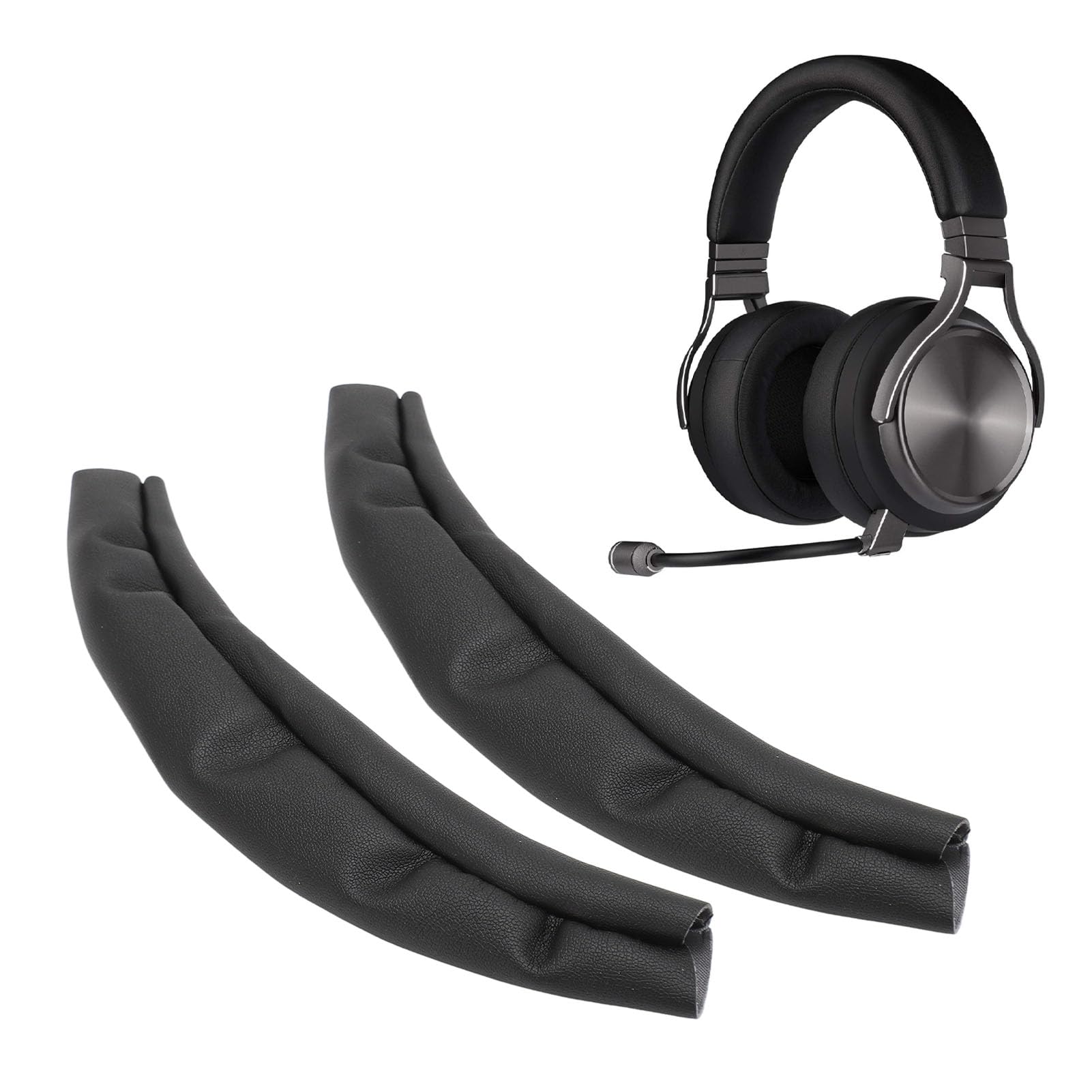 Generic Headband Cushion Pad Protector for Virtuoso RGB Wireless SE Headset, 2pcs, Protein Leather