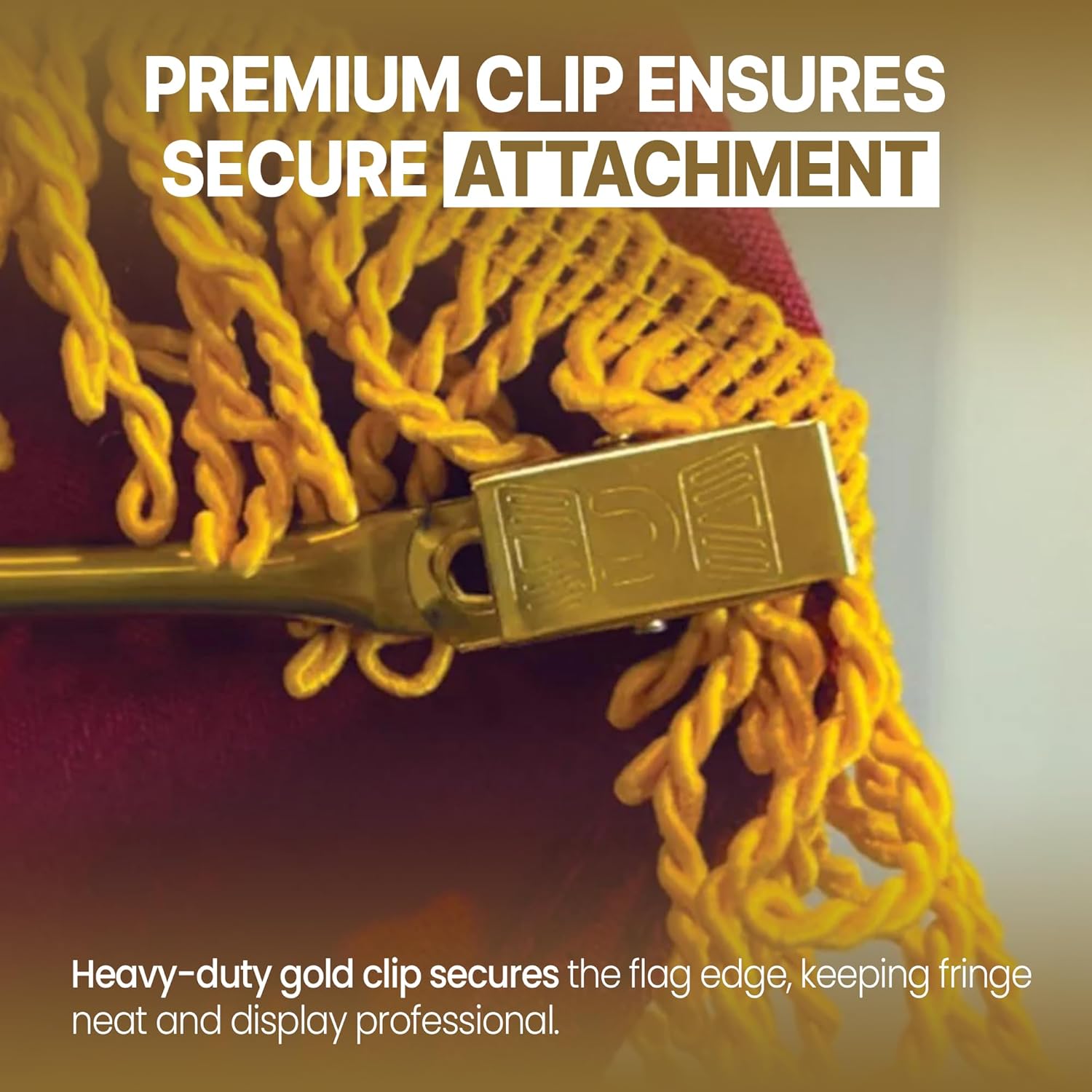 Super Tough Gold Flag Spreader for Indoor Flag | Adjustable Arms for Display | Heavy-Duty Steel | Fits 1 1/8" to 1 3/8" Poles | 18" Arms for 3ft Spread | Secure Clamp for Easy Installation