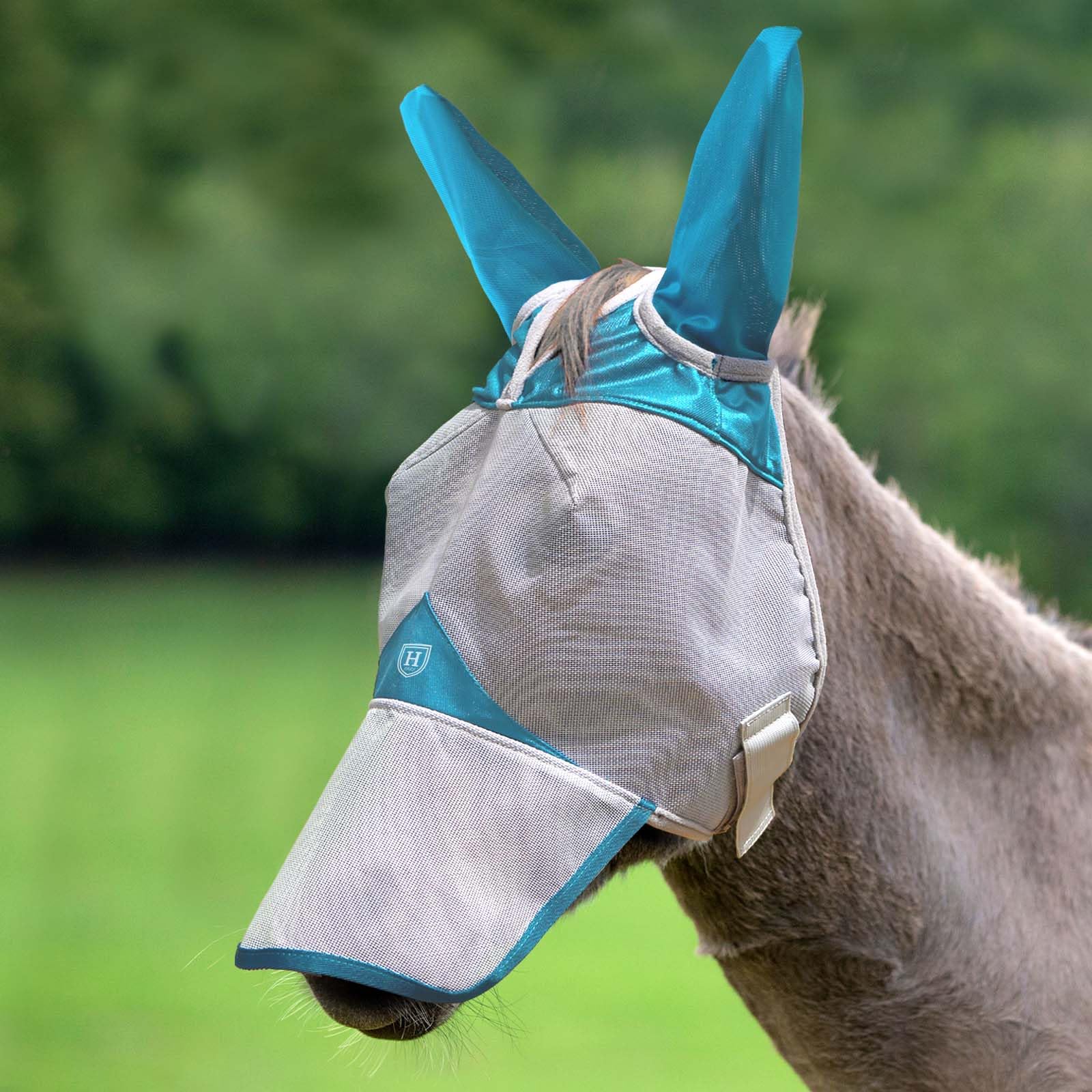 Harrison Howard Mule Donkey Fly Mask Full Face Protection with Nose Cover Sky Blue M