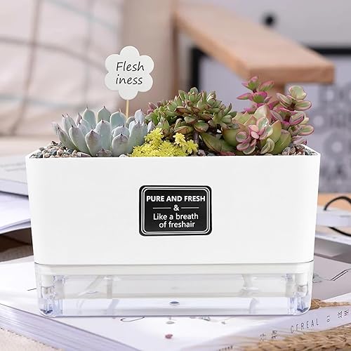 Miniatura 5 de OurWarm Macetas de riego automático para plantas de interior, paquete de 4, 10, 7, 5.5, 4.3 pulgadas, caja rectangular para jardín, hierbas, macetas