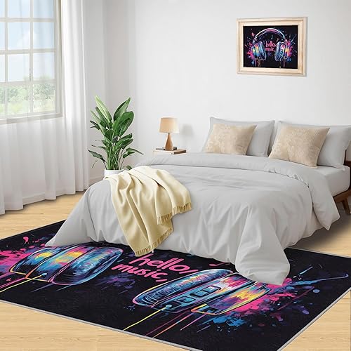 Miniatura 46 de Alfombra de instrumentos musicales – Alfombras de 4 x 5 pies para sala de estar, alfombra de área musical, alfombra de área musical, alfombra