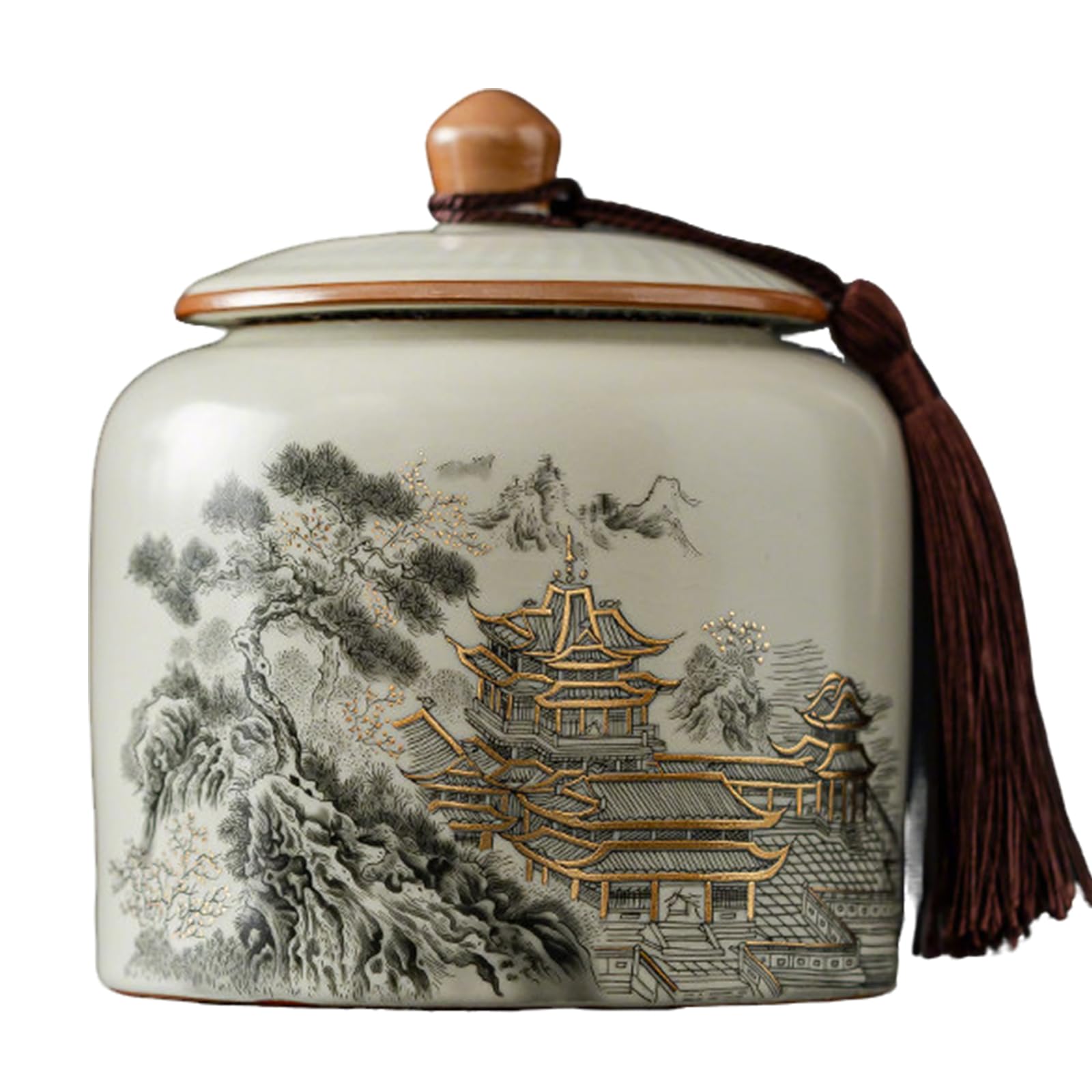 DQZRTUECA Ceramic Tea Storage Jar Airtight Lid