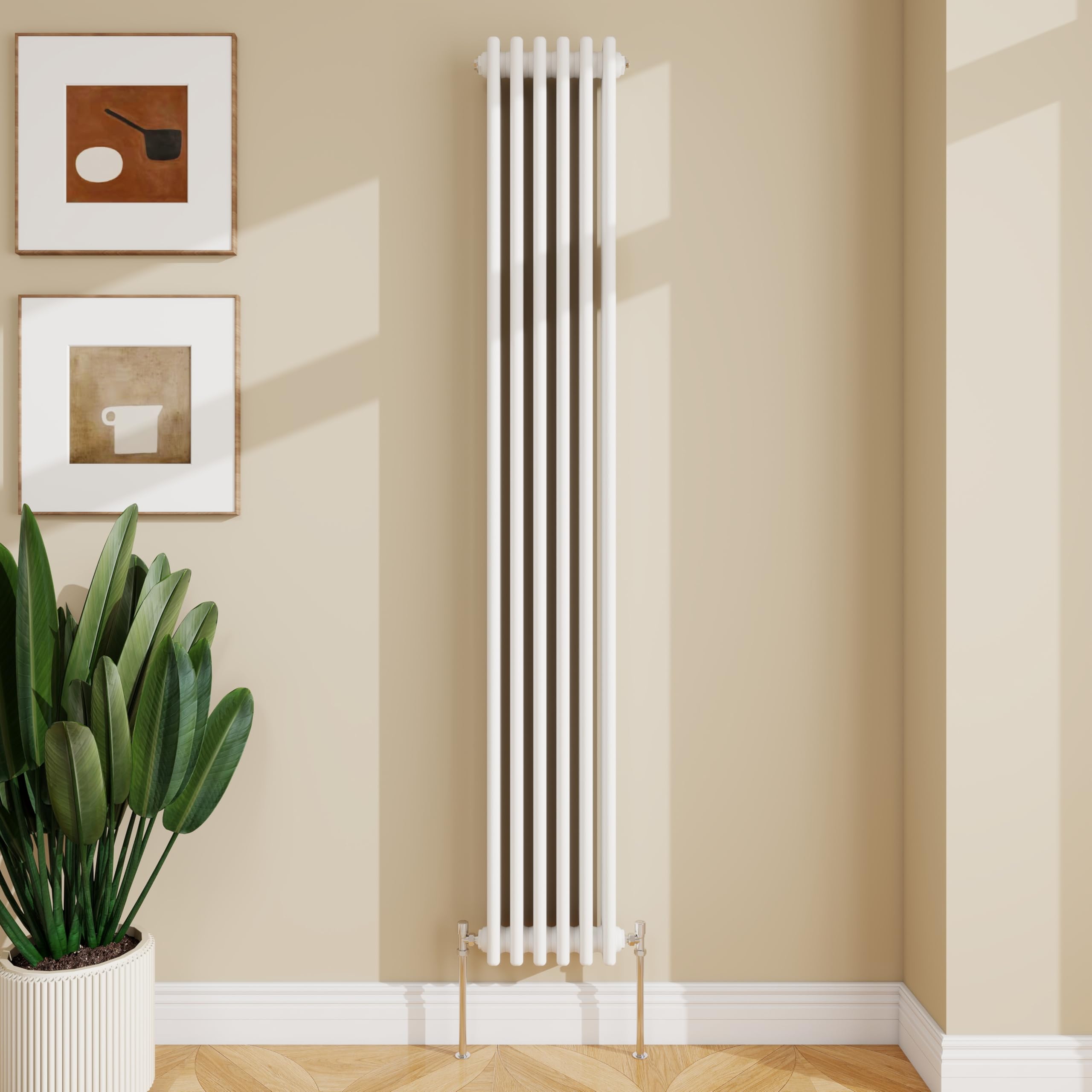 SLINE SANITARY 1800x290mm Cast Iron Style Traditional 3 Column Vertical White Central Heating Radiator