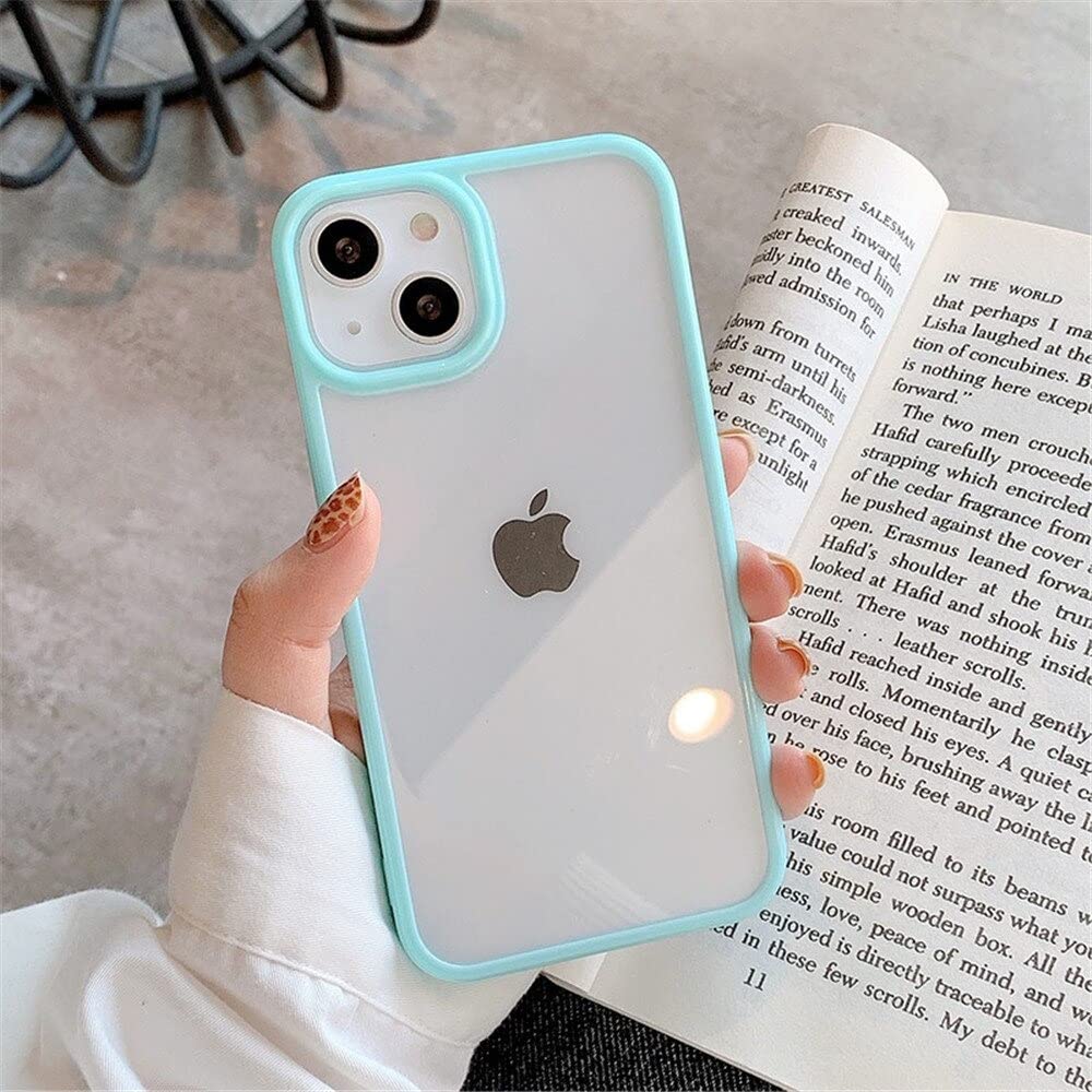 OWM iPhone 13 Case Clear Back Transparent Bumper Protective Shockproof Silicone Slim Phone Cover Case for iPhone 13 (Mint Green)