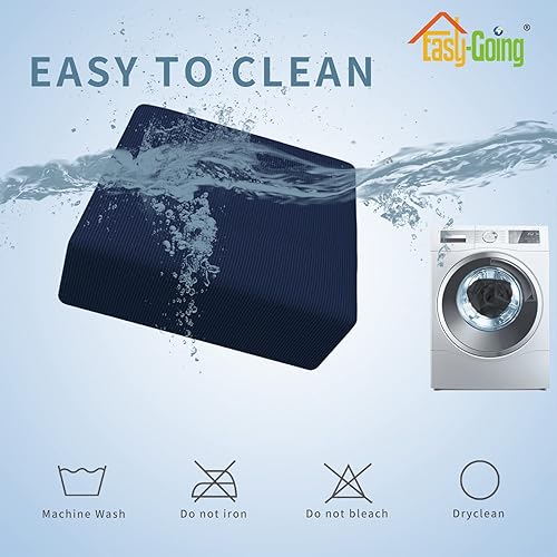 Vista 642 de Easy-Going - Funda elástica para taburete otomano, funda protectora para muebles, funda rectangular con parte inferior elástica Beige